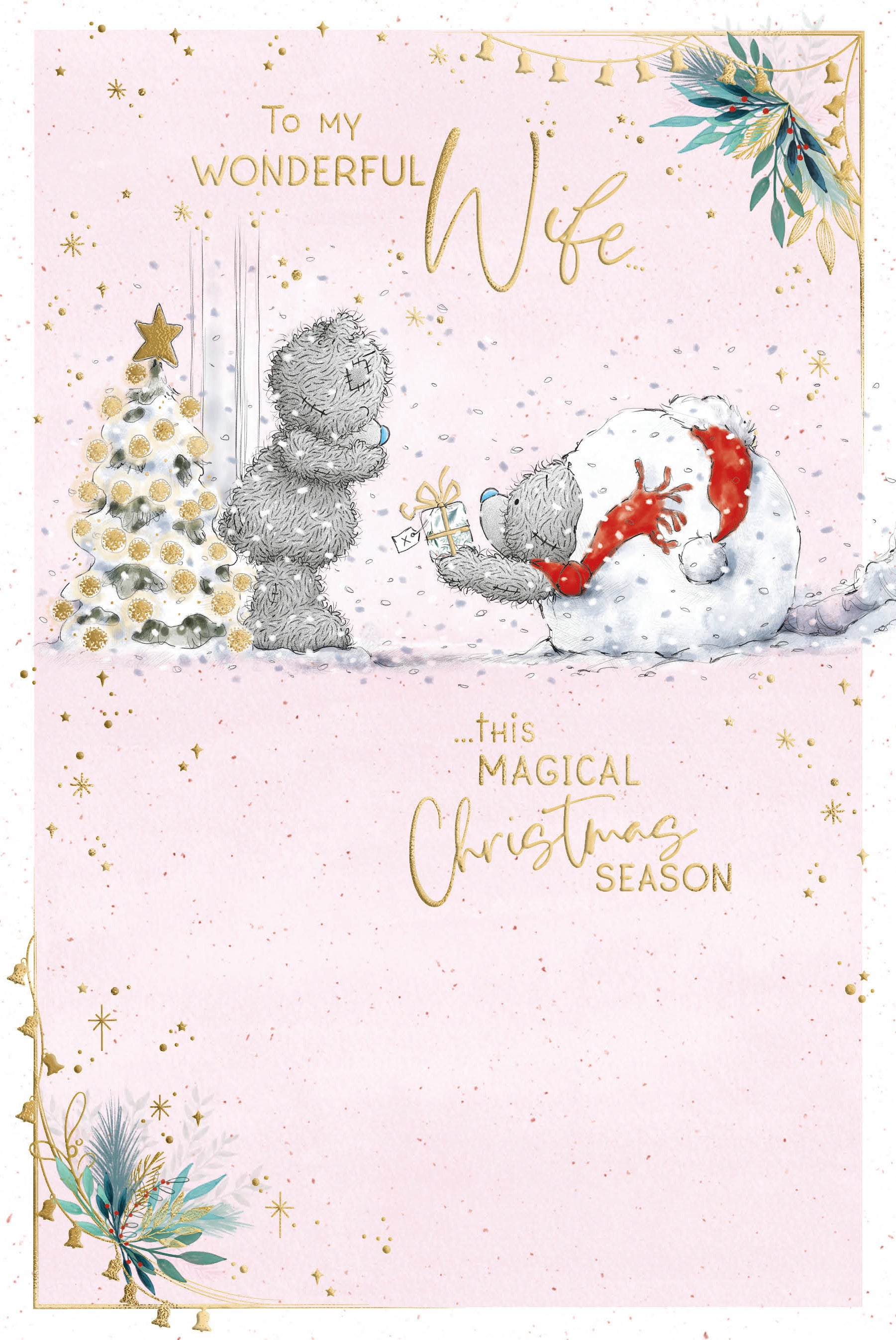 Wife Christmas Card - Bear In Snowball