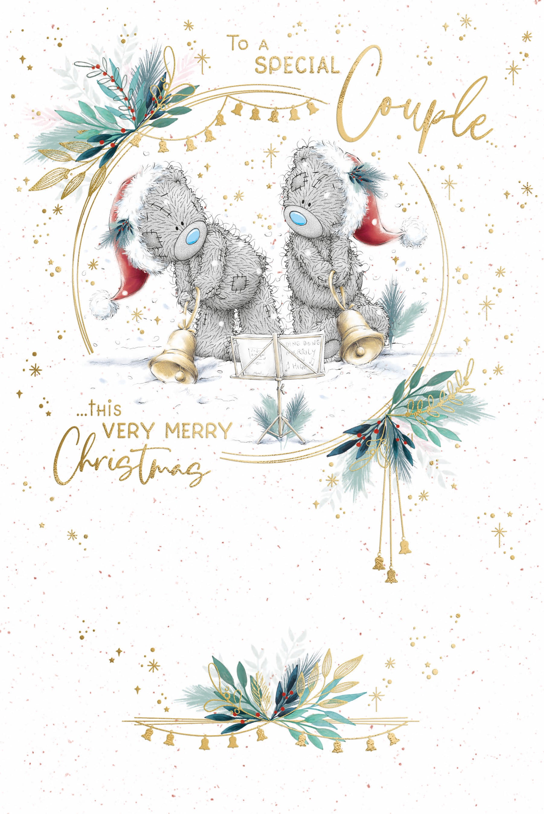 Special Couple Christmas Card - Bears With Bells