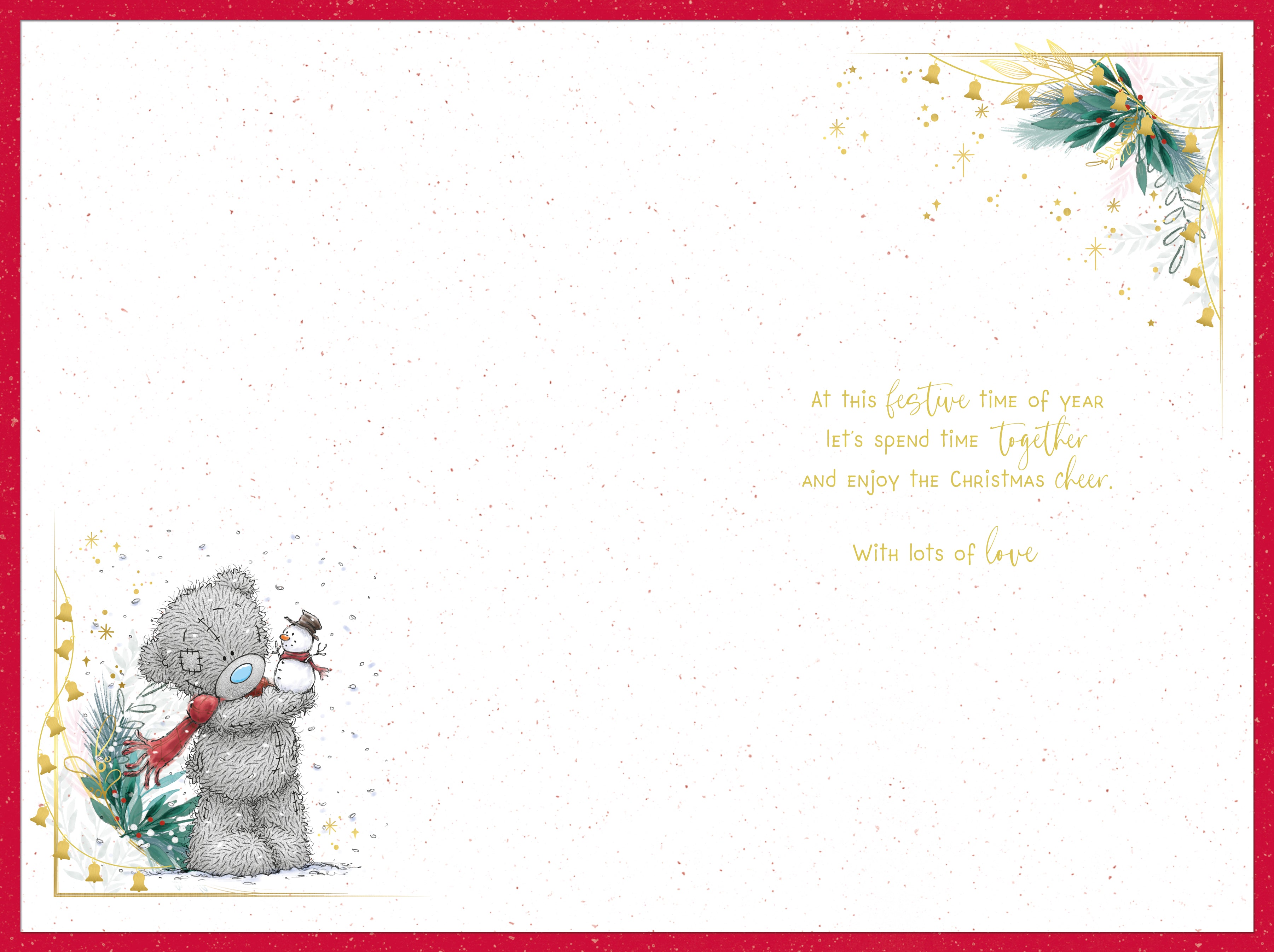 Grandson Christmas Card - Bear building Snowman