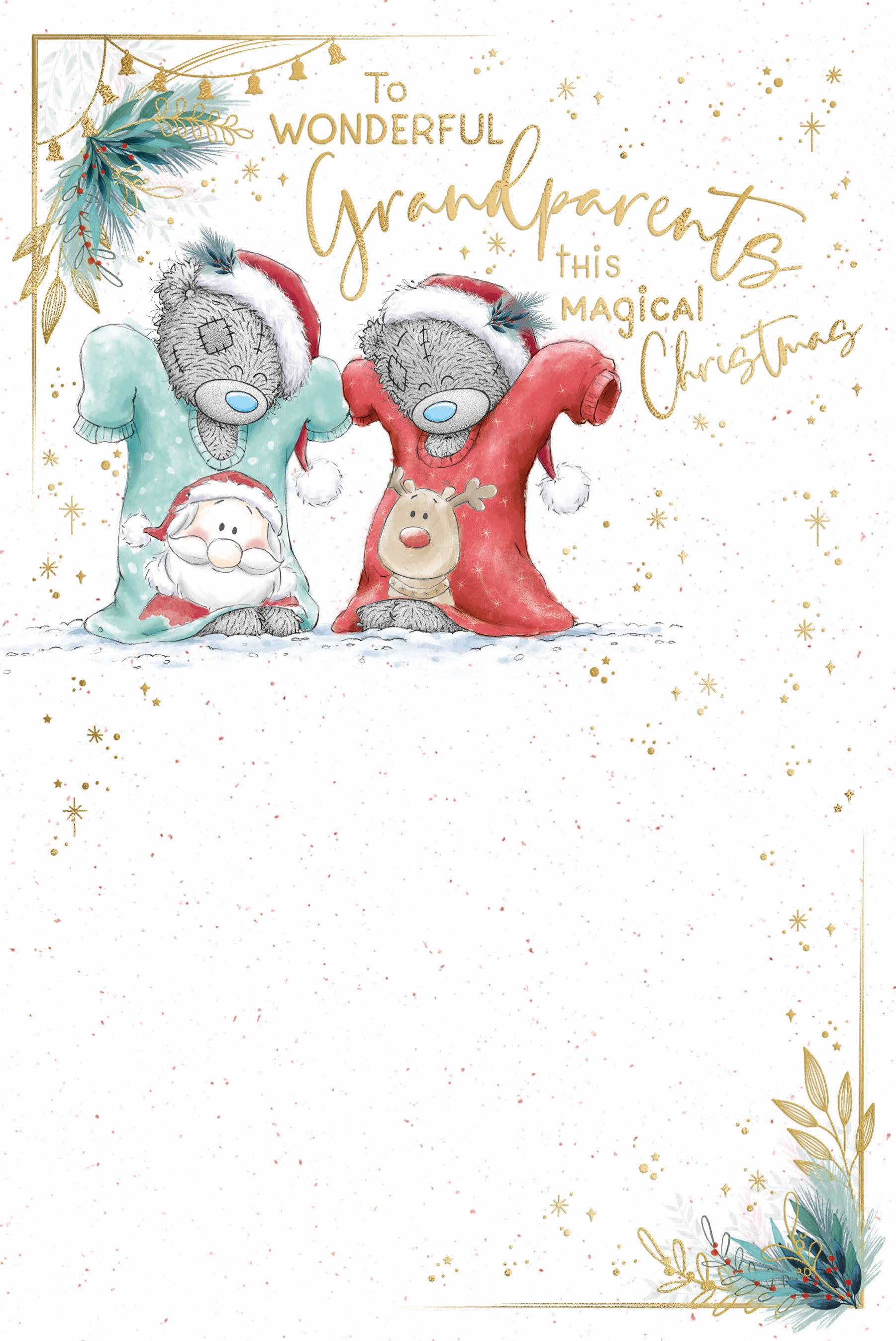 Grandparents Christmas Card - Bears Wearing Jump Suits