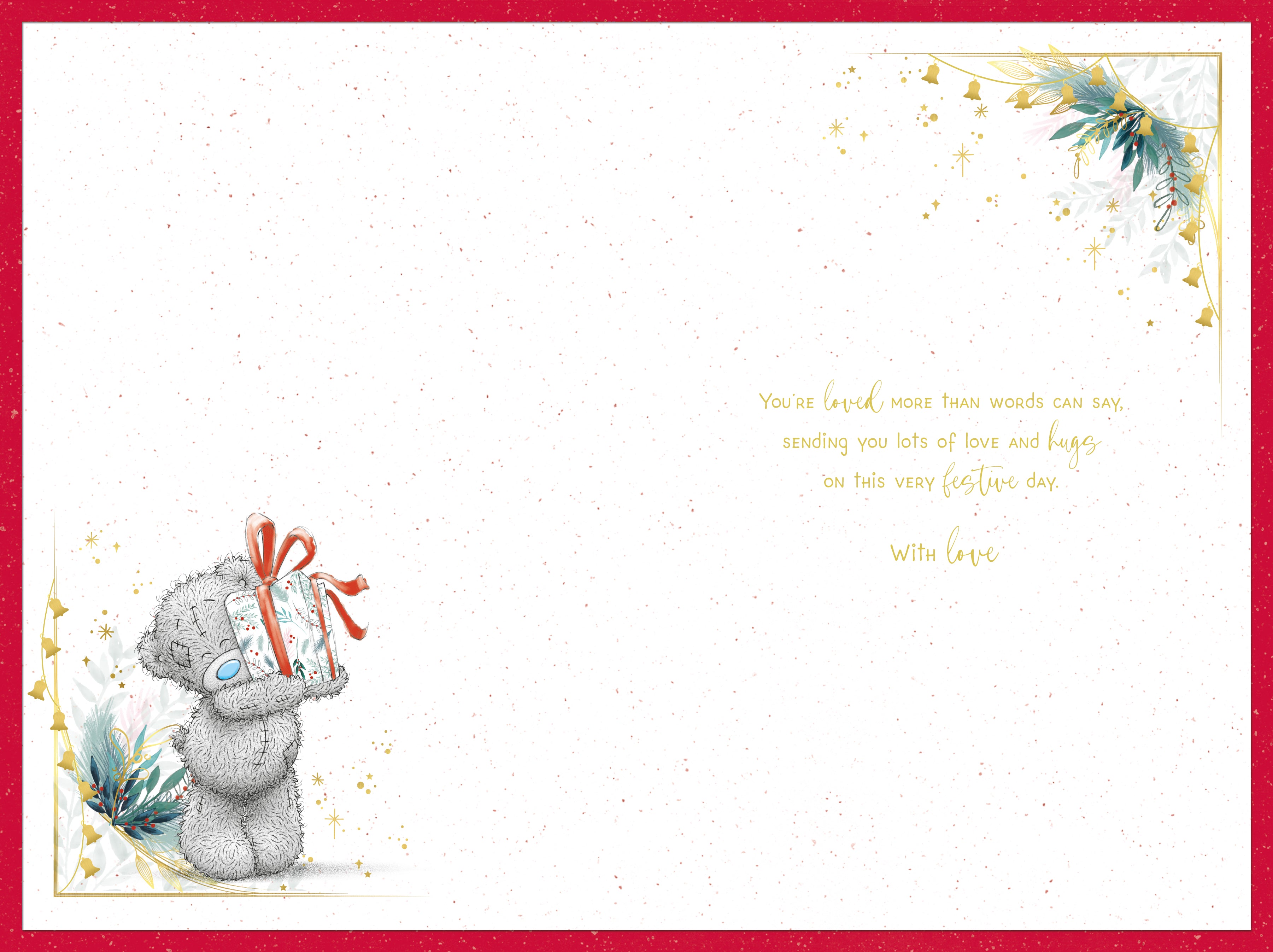 Daughter Christmas Card - Bear With Present