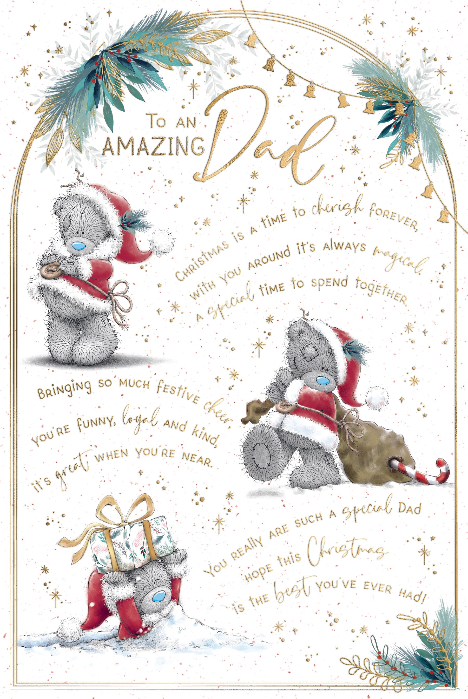 Dad Christmas Card - Bear Wearing Santa Outfit