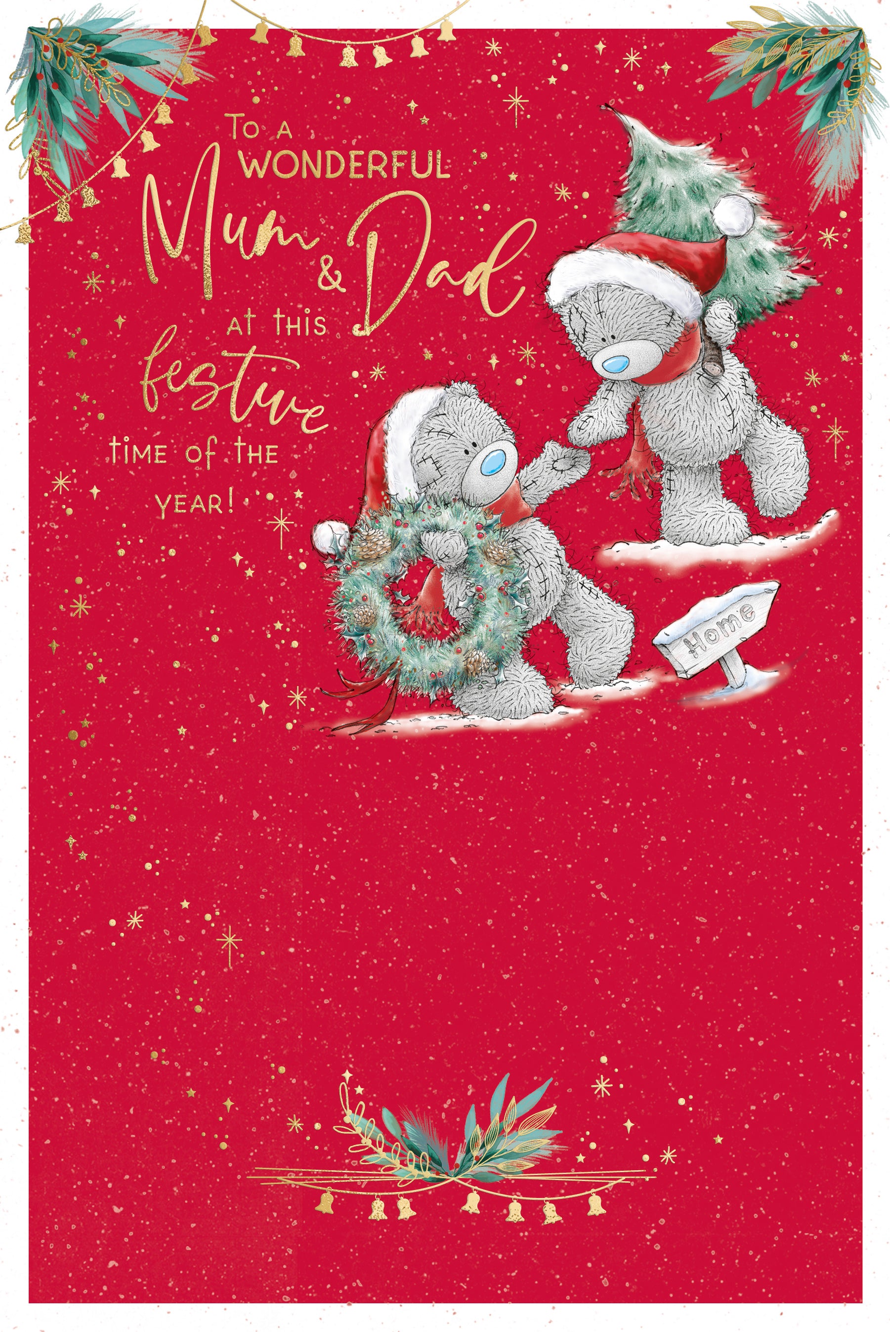 Mum & Dad Christmas Card - Bears With Tree And