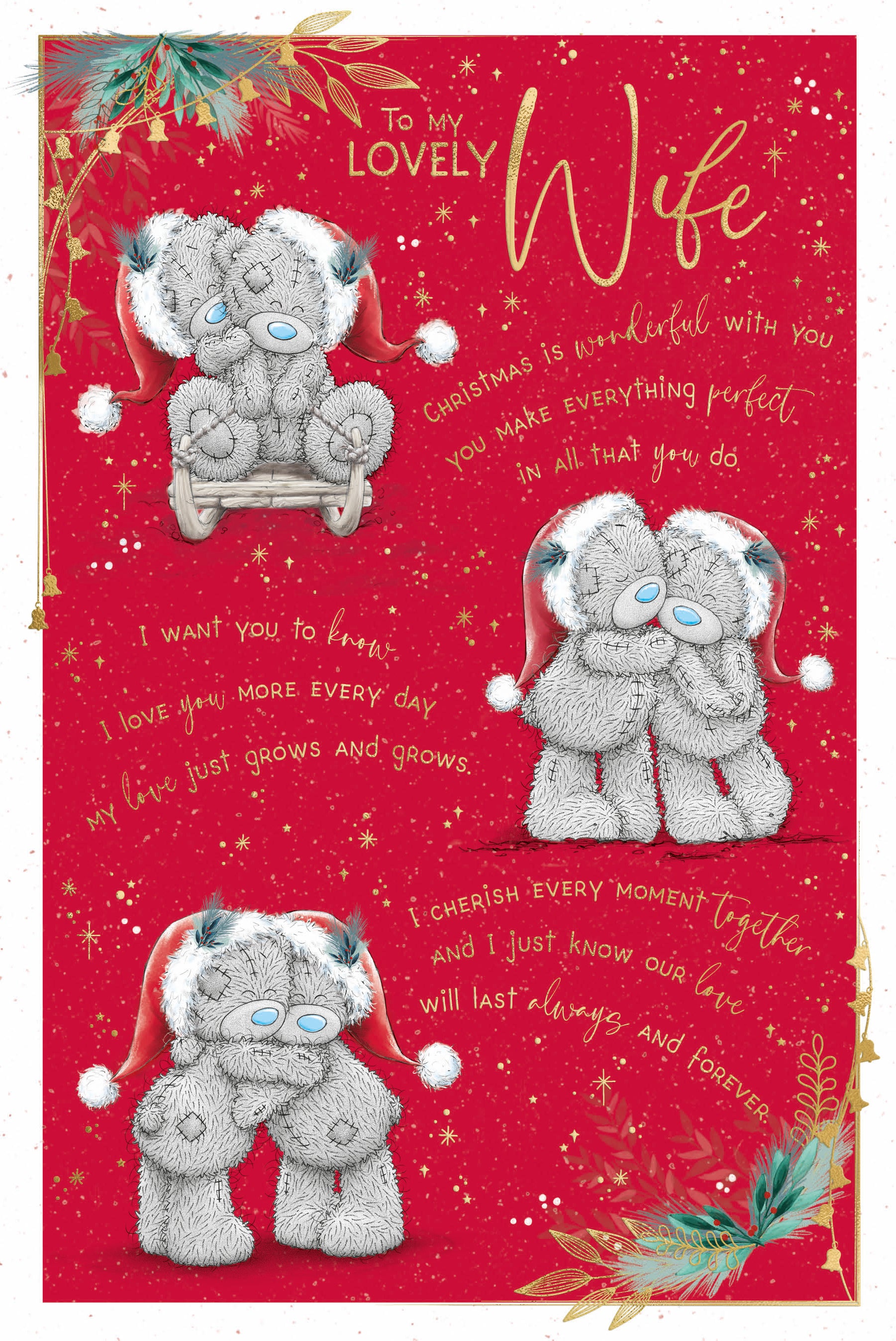 Wife Christmas Card - Bears Hugging