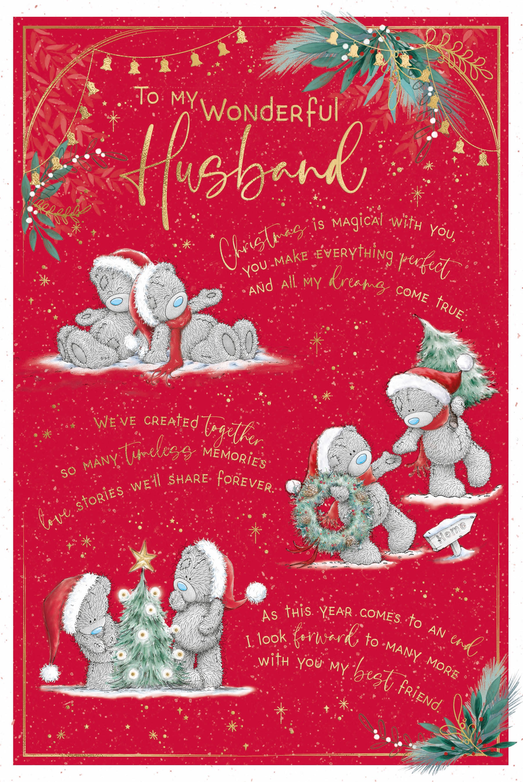 Husband Christmas Card - Bears Wearing Christmas