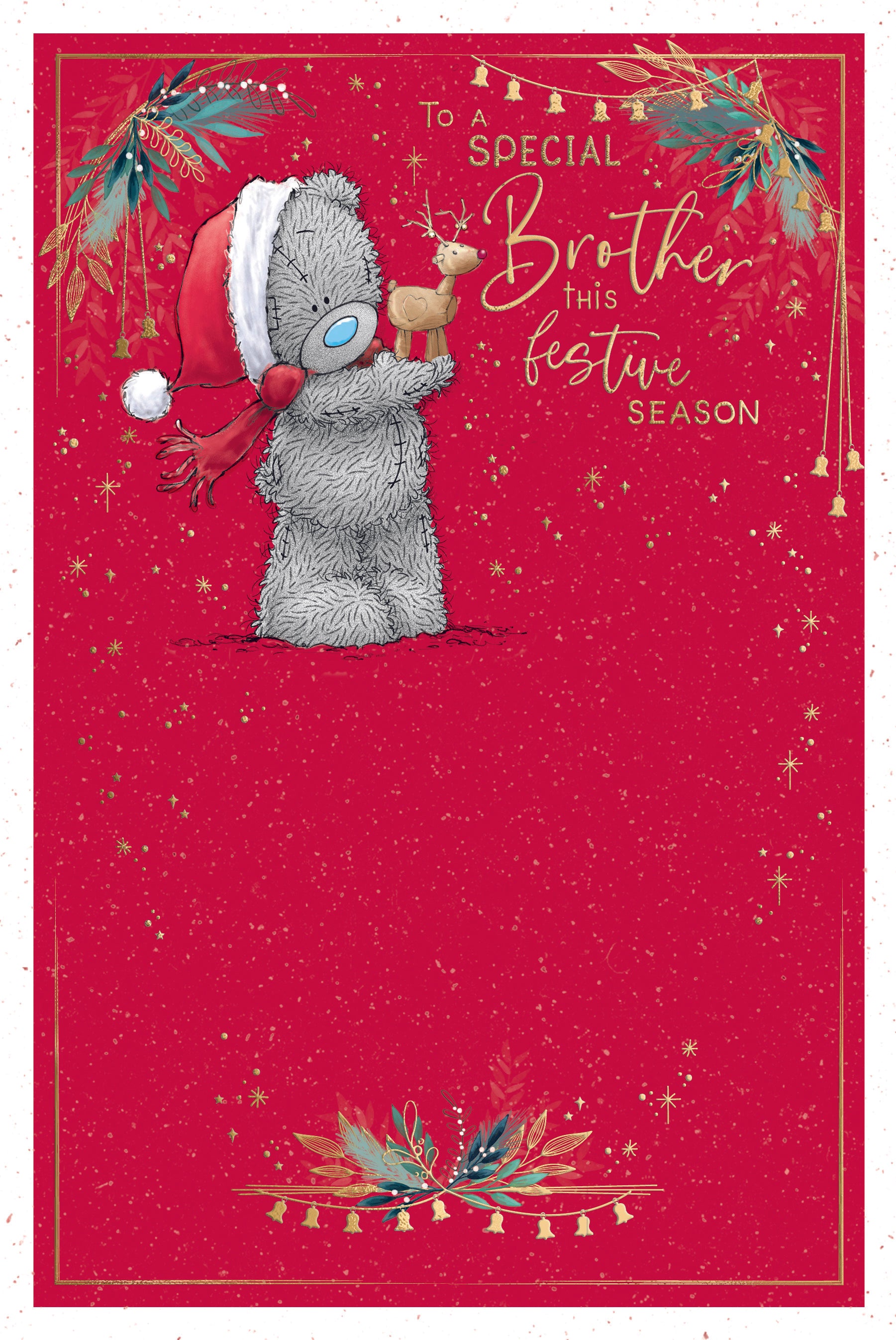 Brother Christmas Card -Bear Holding Mini Reindeer