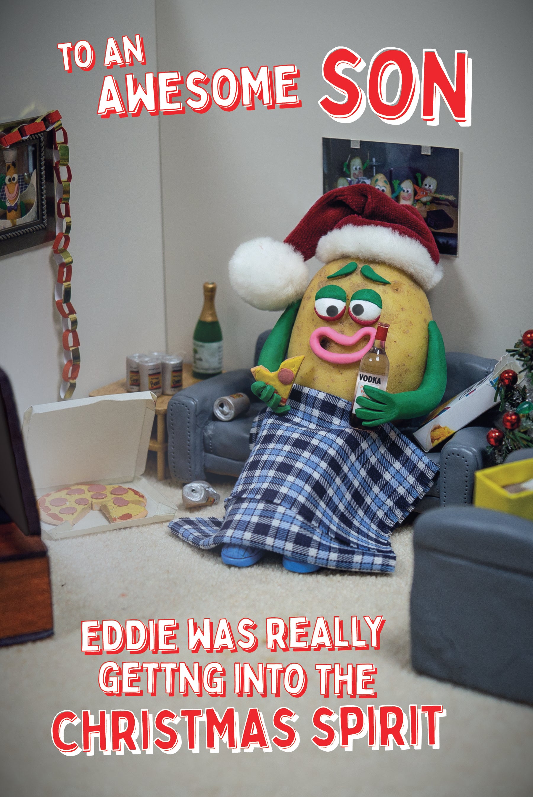 Son Christmas Card - Potato Getting Into The Christmas Spirit