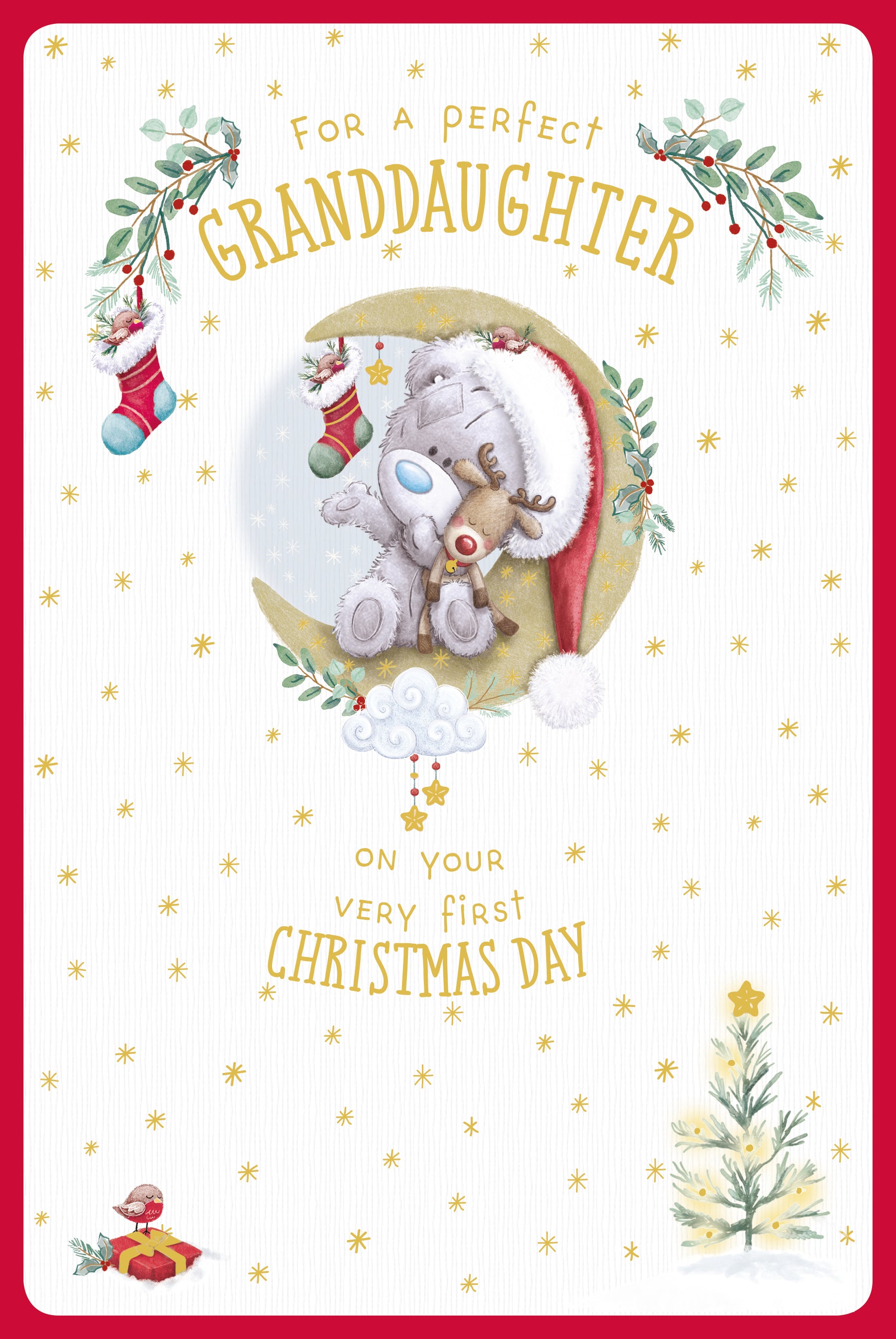 Granddaughter Christmas Card - Bear Sat On The