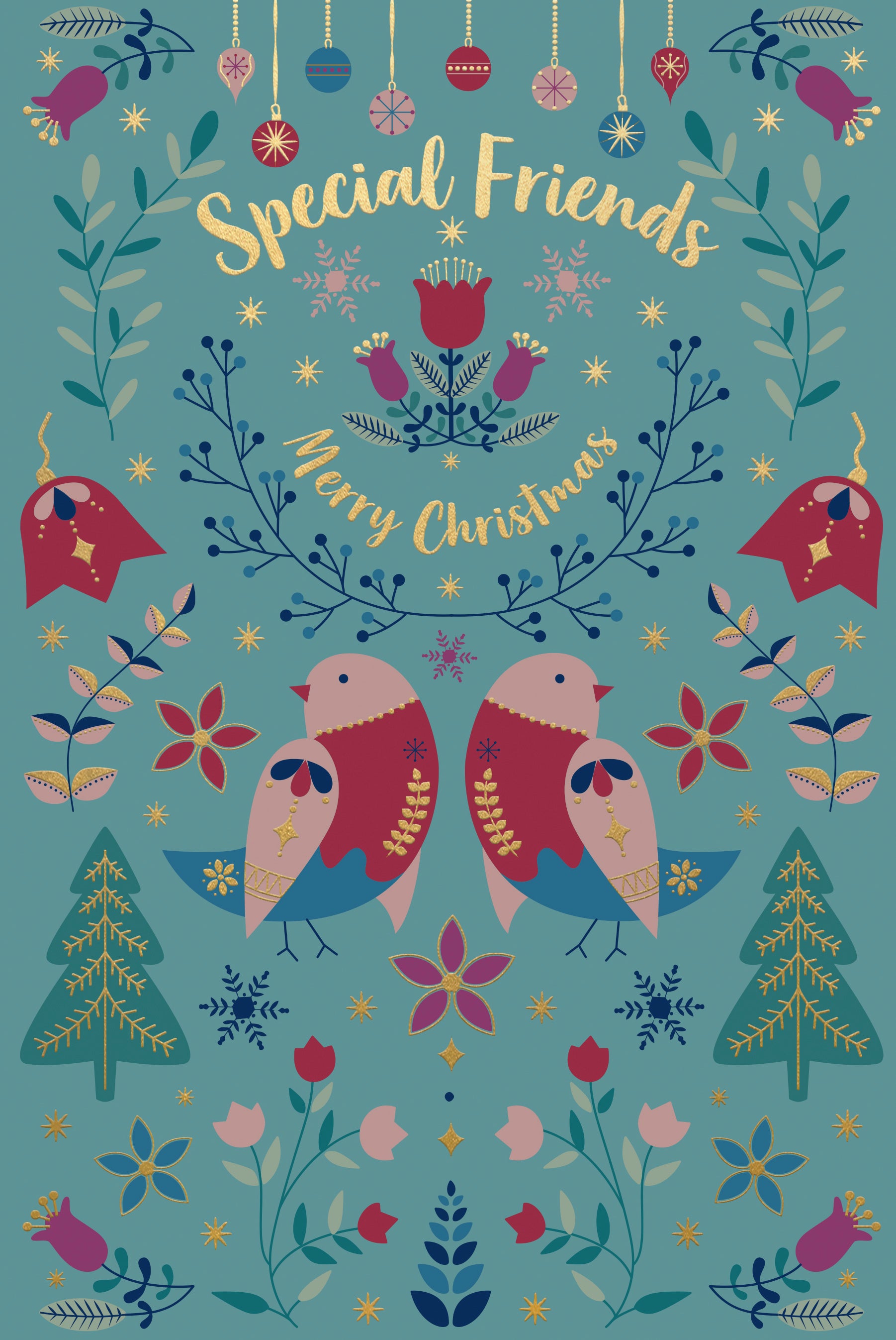 Special Friends Christmas Card - Birds Scandi Style