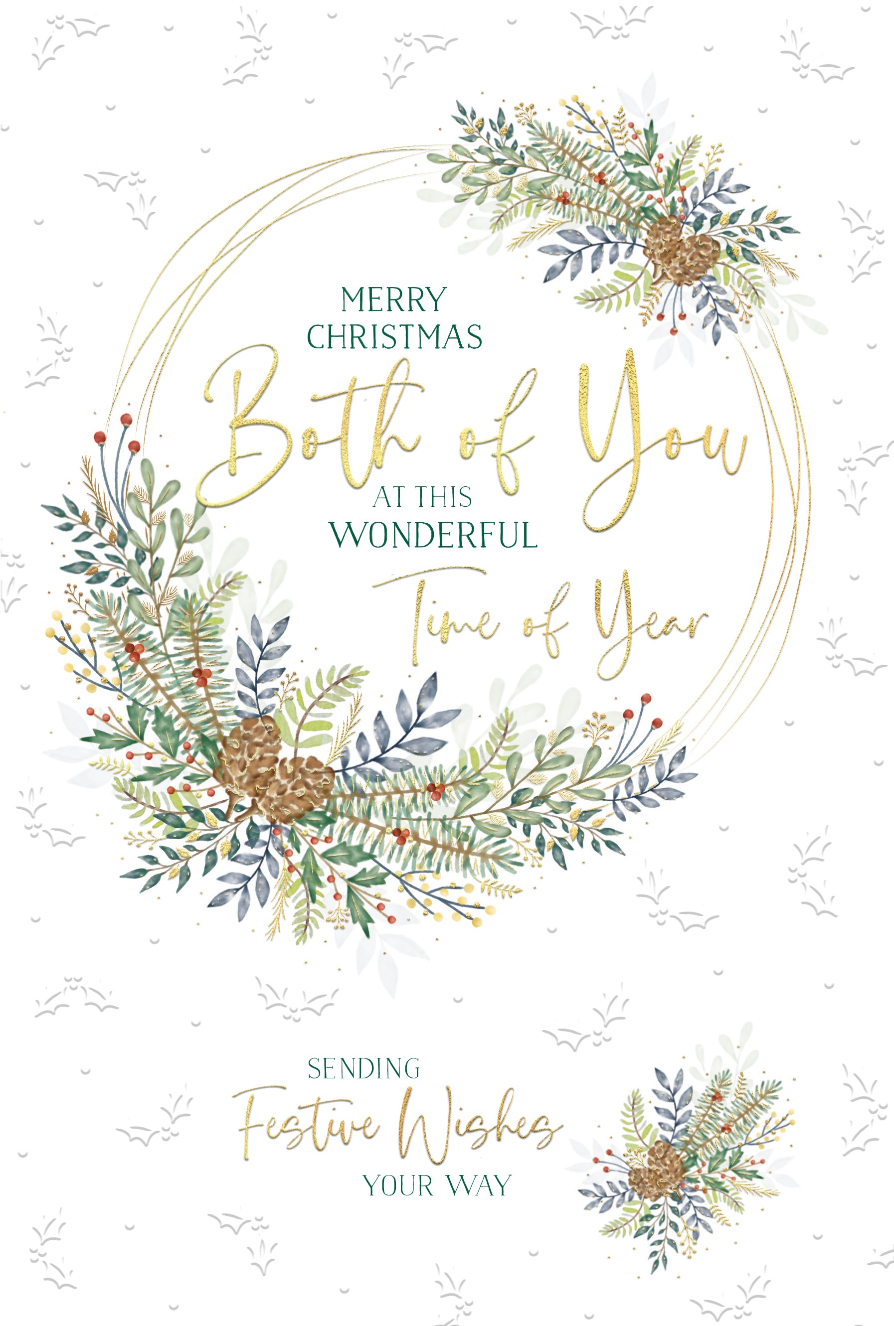 To Both Of You Christmas Card - Holly And Berries