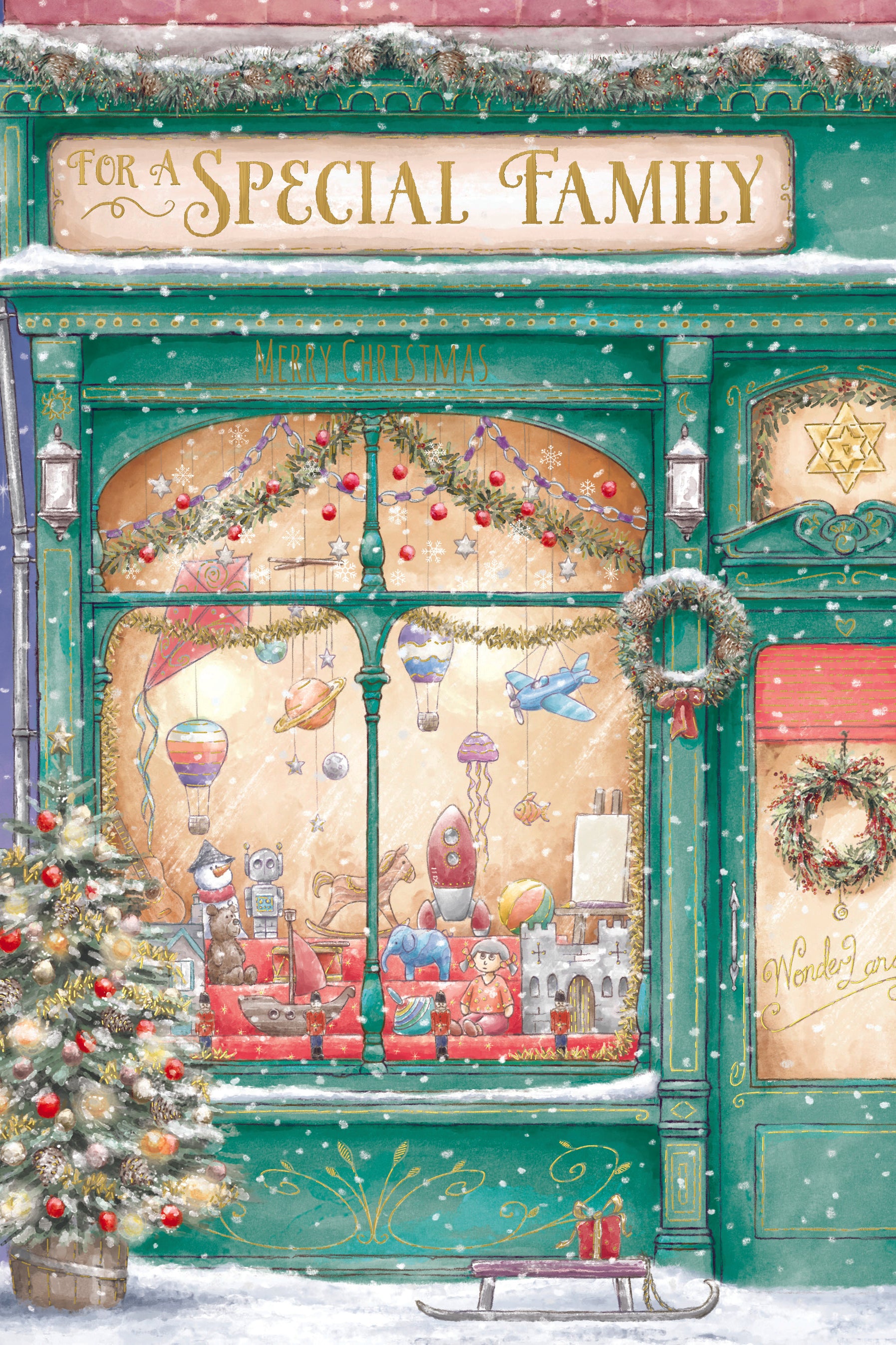 Special Family Christmas Card - Xmas Toy Shop