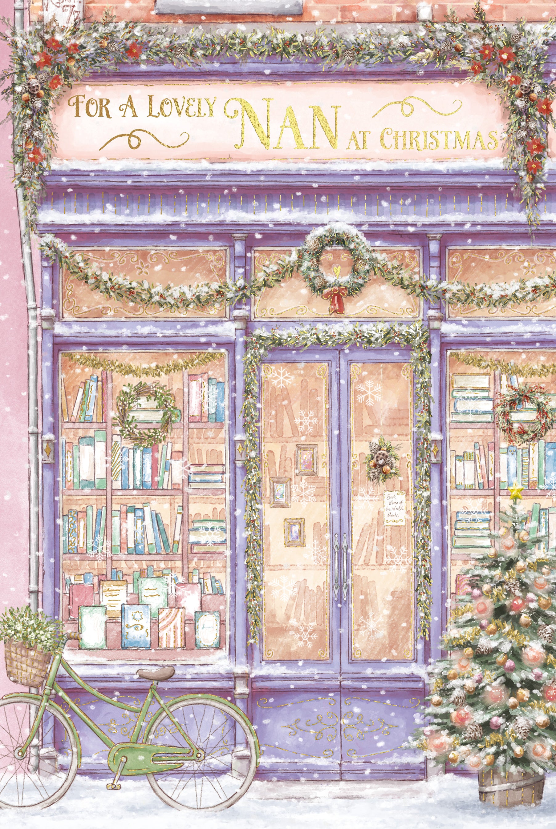 Nan Christmas Card - Book Shop Window