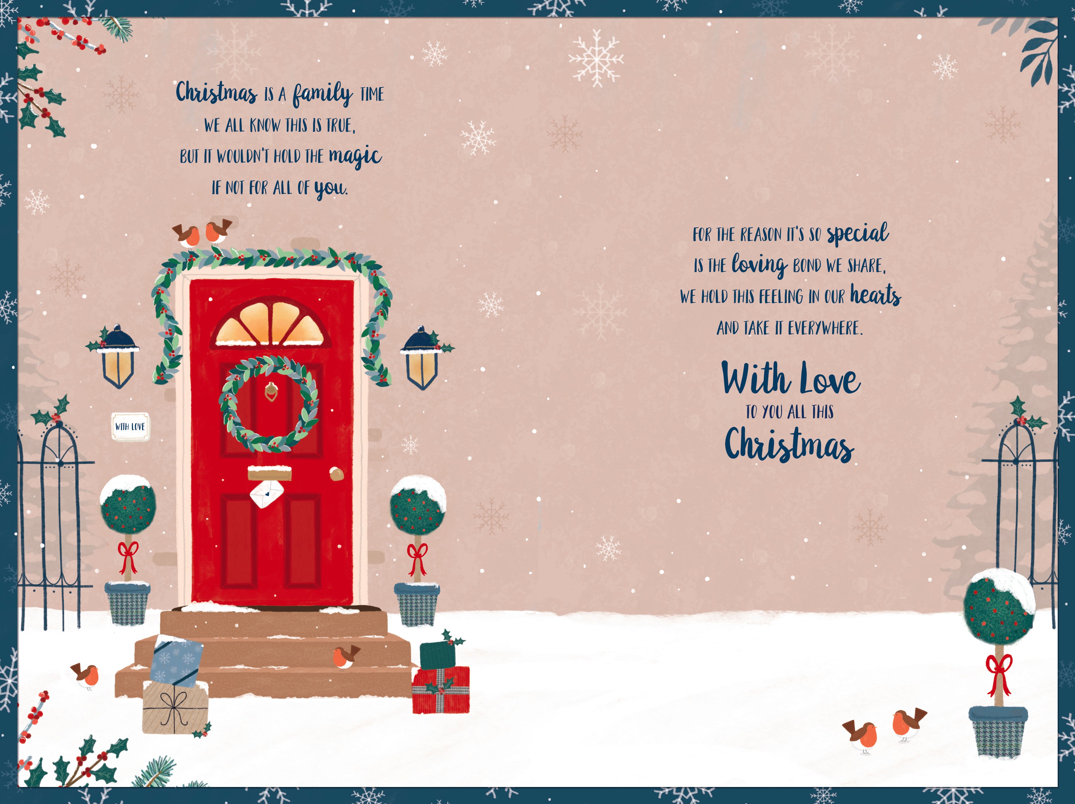 Granddaughter & Family Christmas Card - Red Front Door