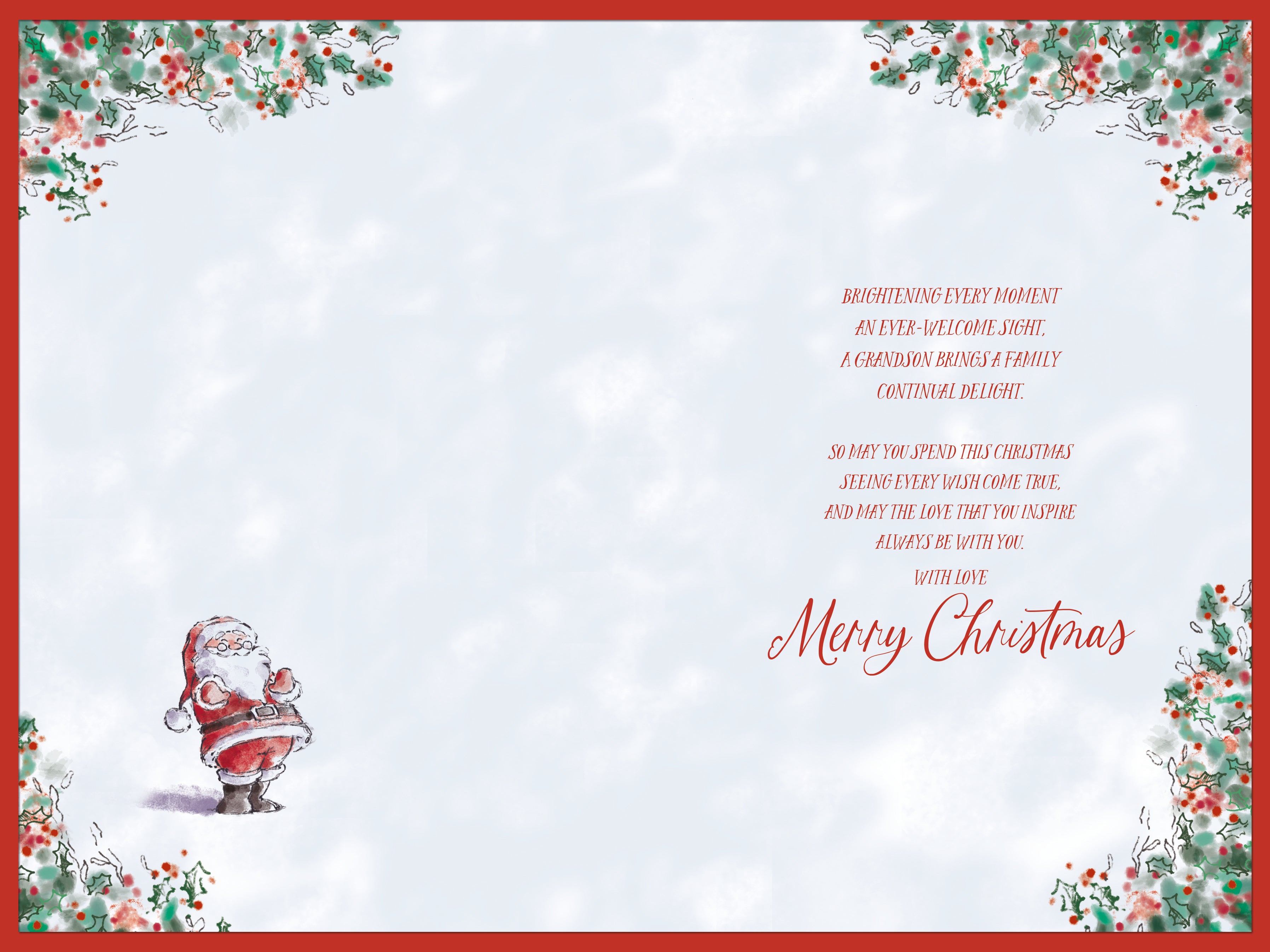 Grandson Christmas Card - Santa And  Sleigh With