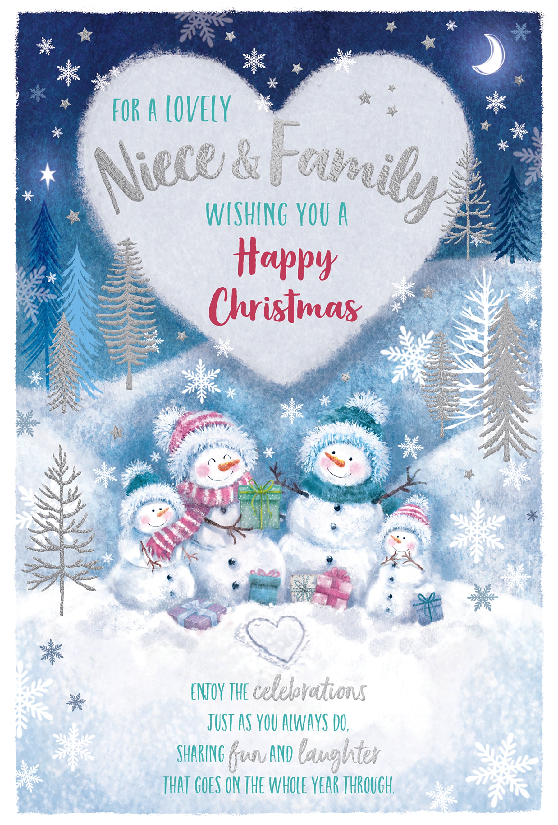 Niece And Family Christmass Card - Snowman Family