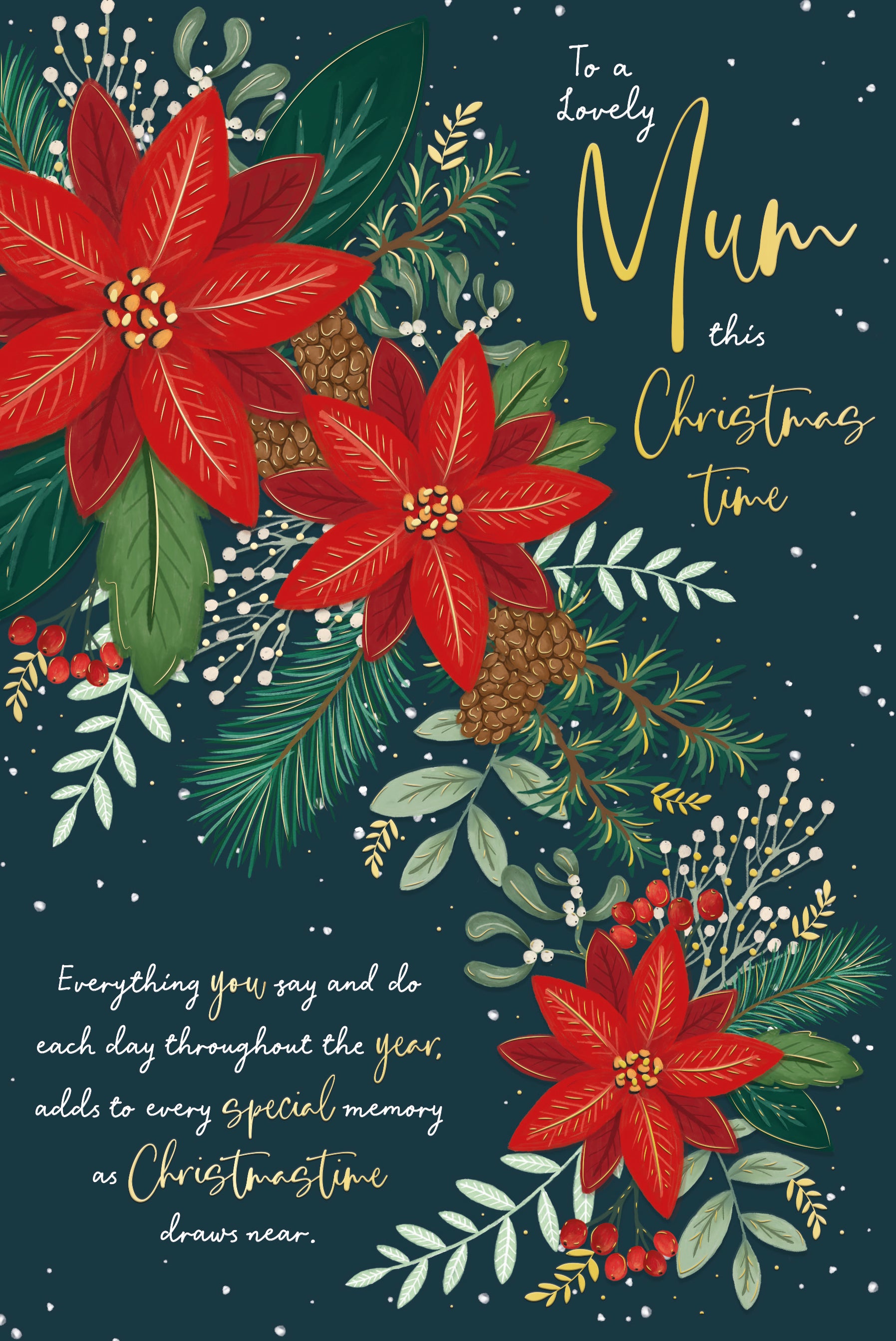 Mum Christmas Card - Poinsettia Design