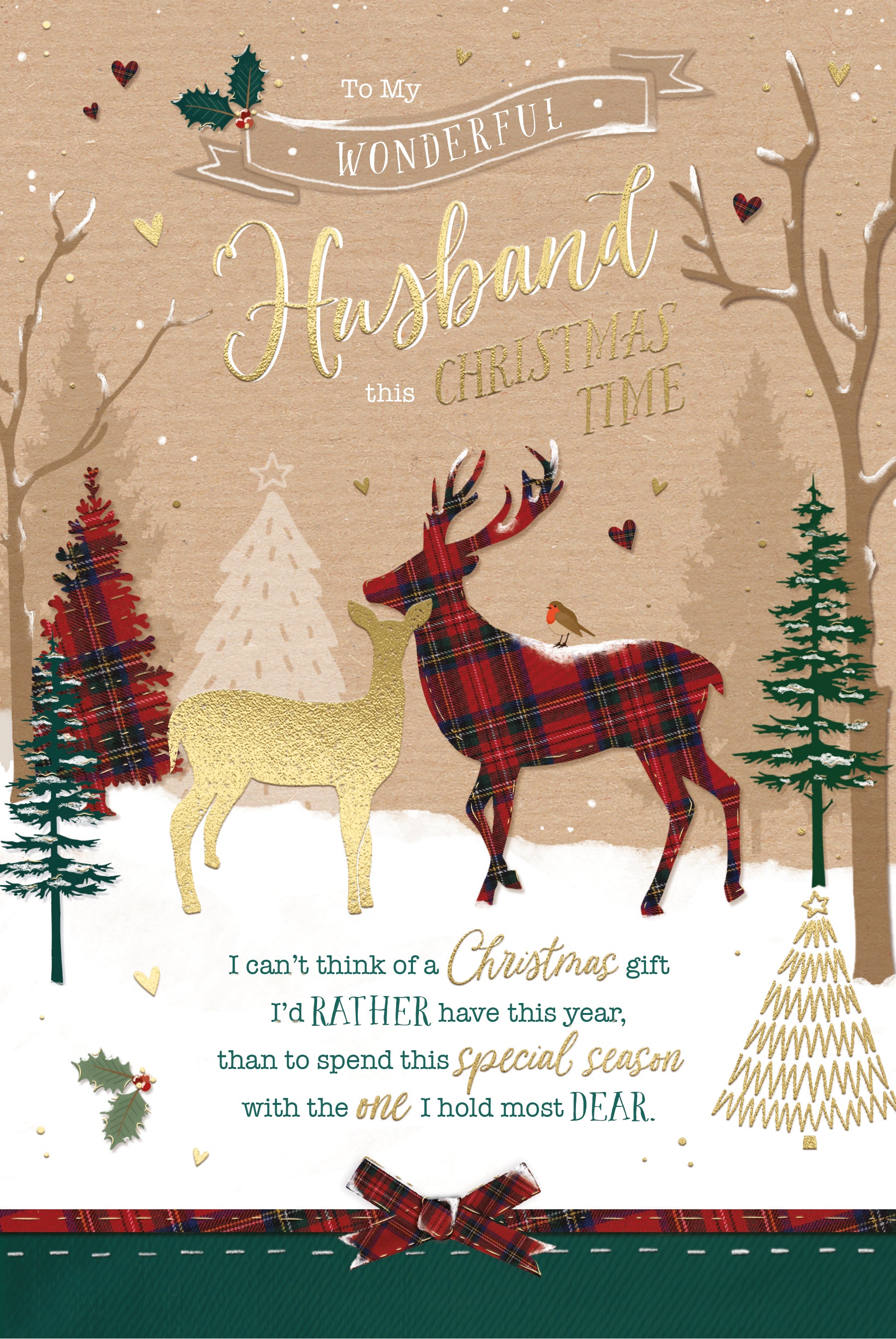 Husband Christmas Card - Stag And Deer