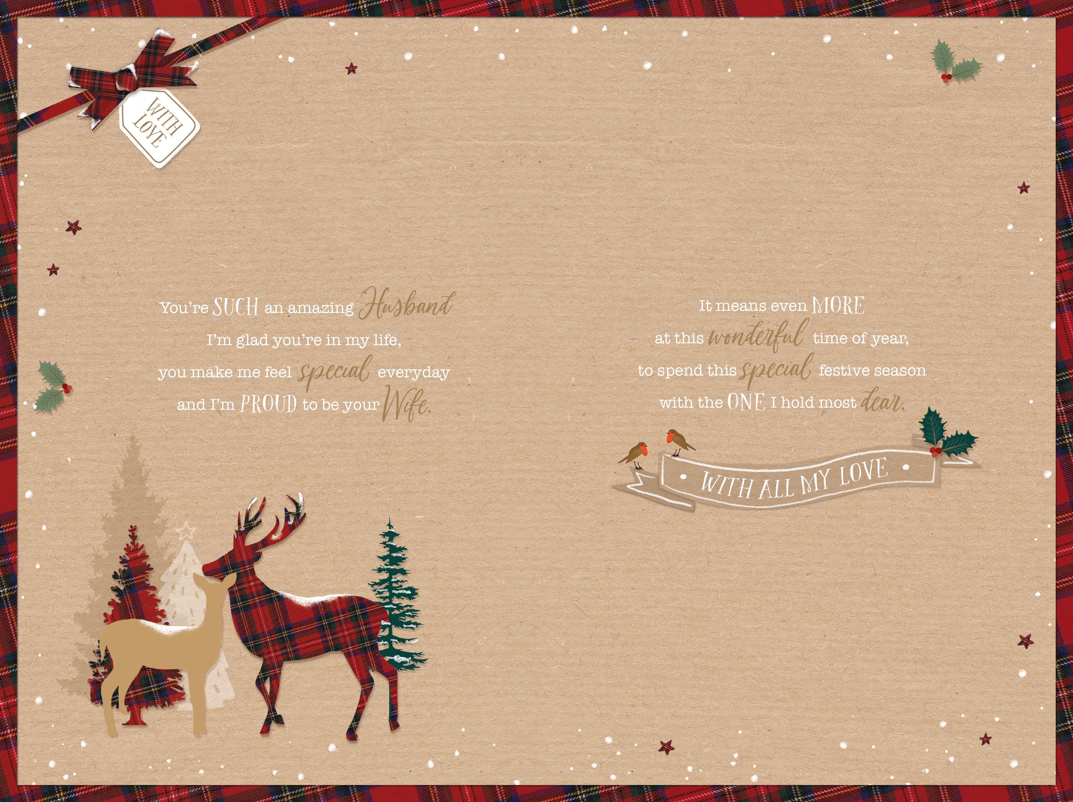 Husband Christmas Card - Stag And Deer