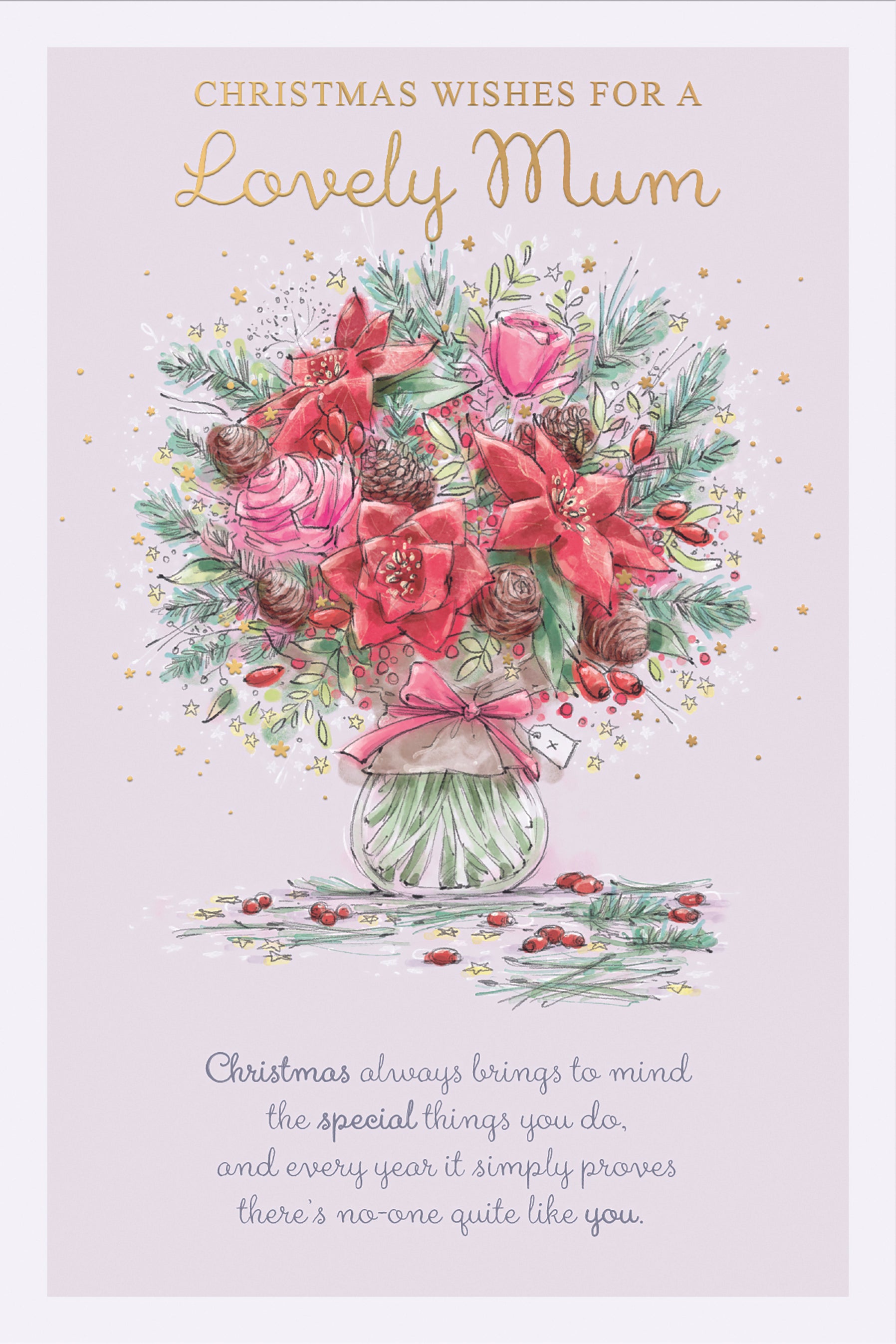 Mum Christmas Card - Christmas Flowers