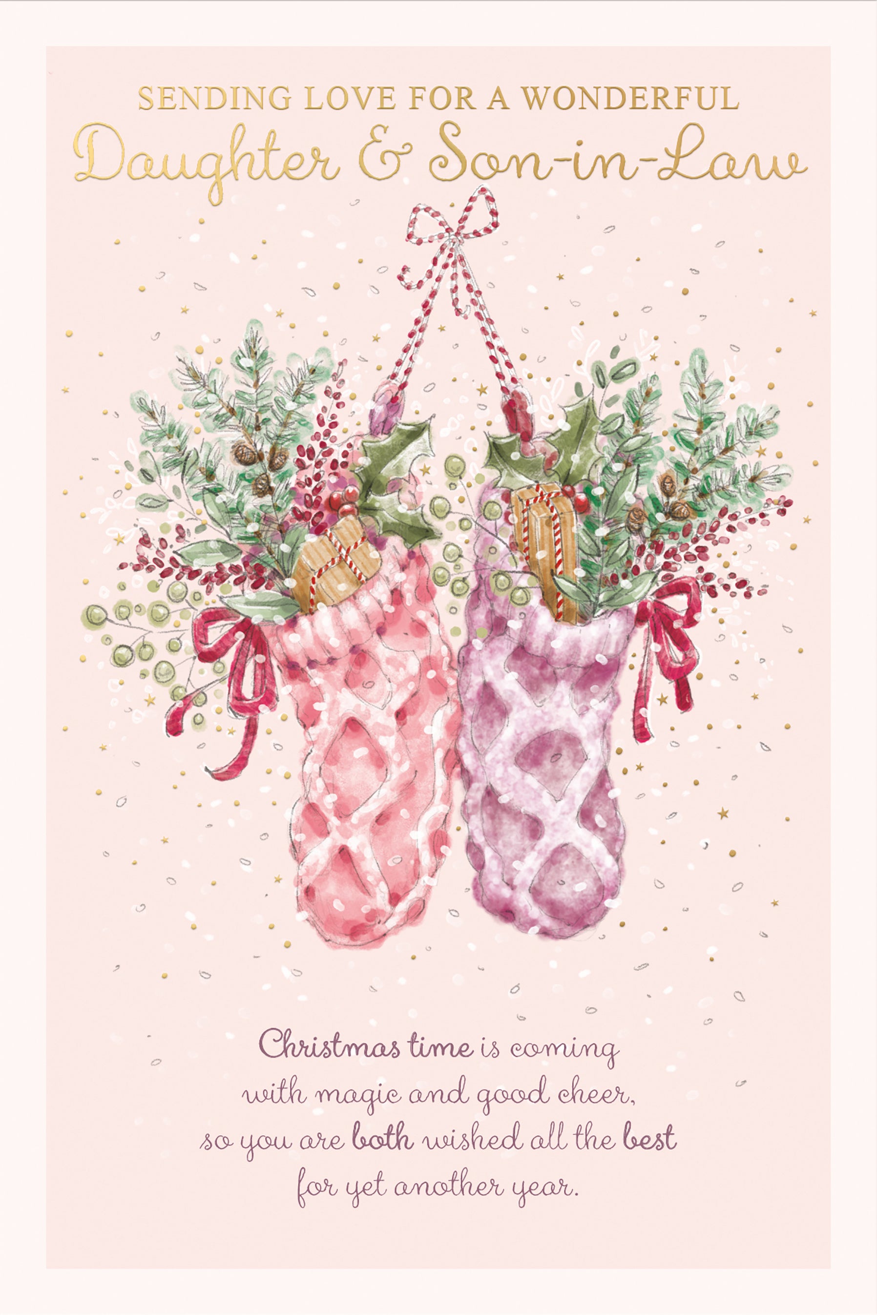 Daughter & Son in Law Christmas Card - Stockings