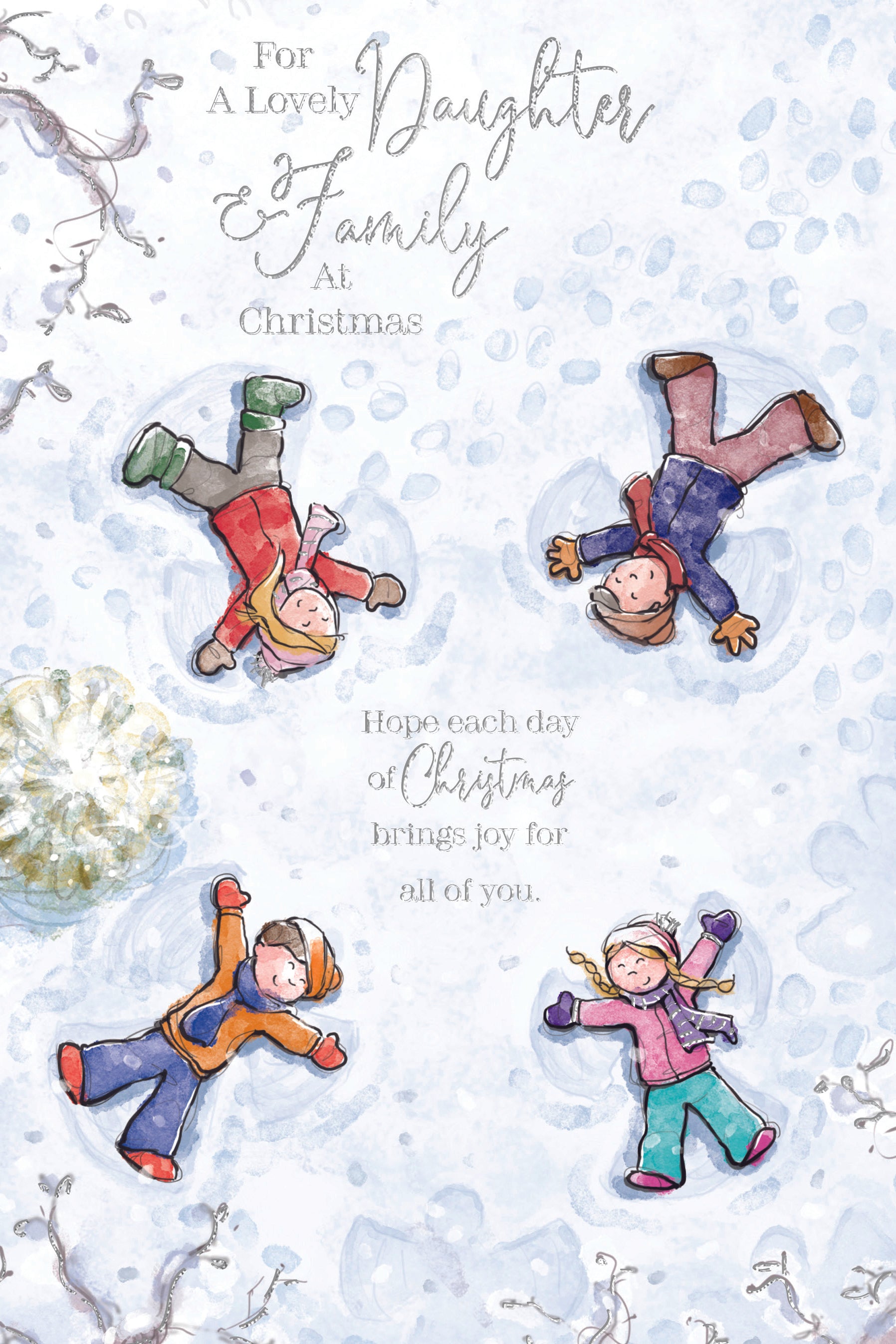 Daughter & Family Christmas Card - Snow Angels