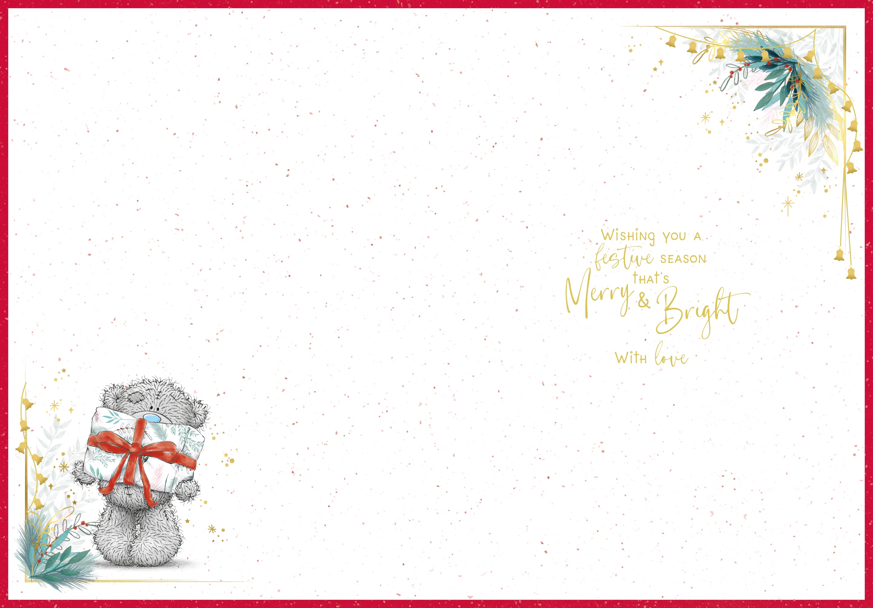 Friend Christmas Card - Bear Peering Into Gift Box