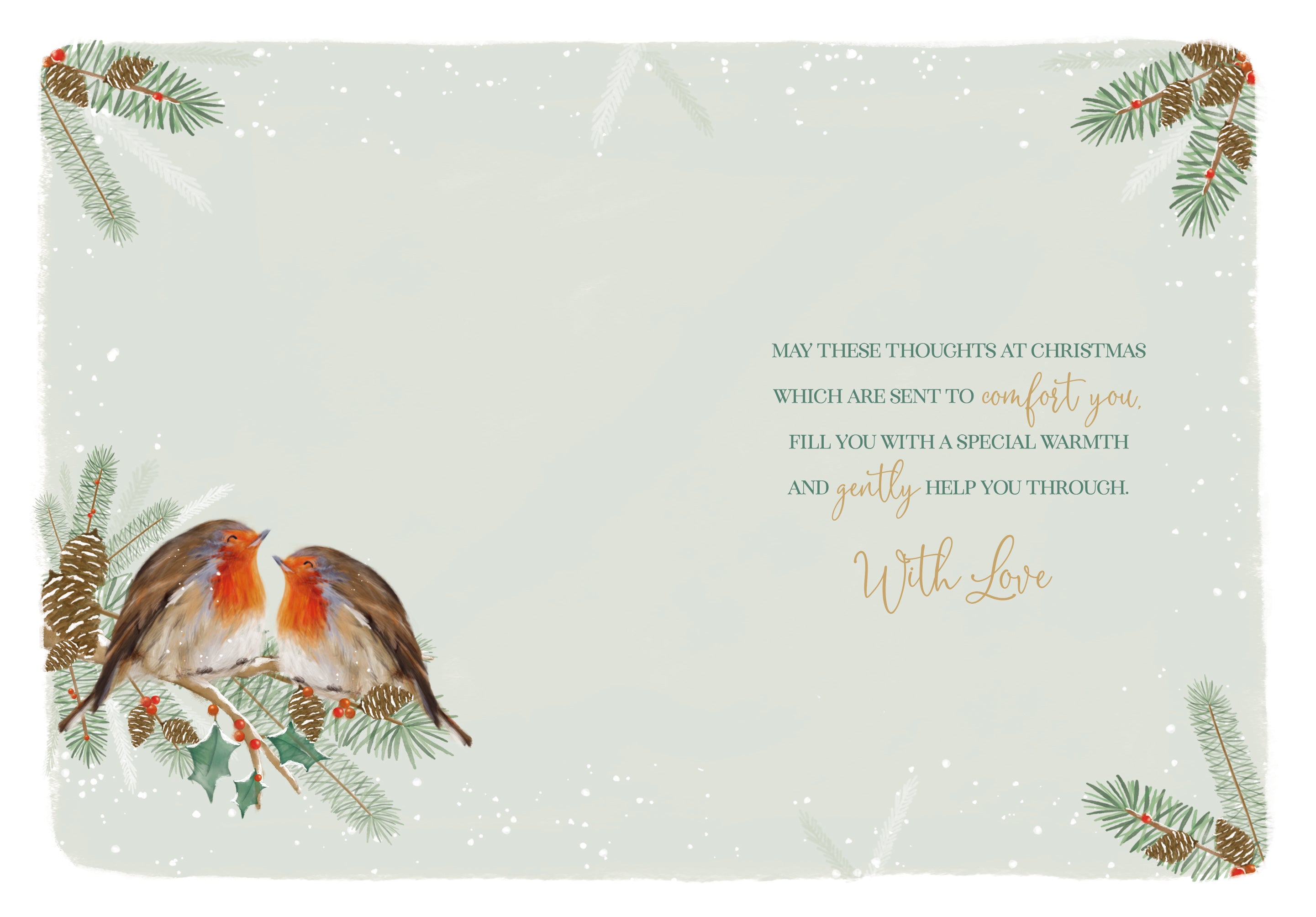 Sympathy This Christmas Card - Two Robins