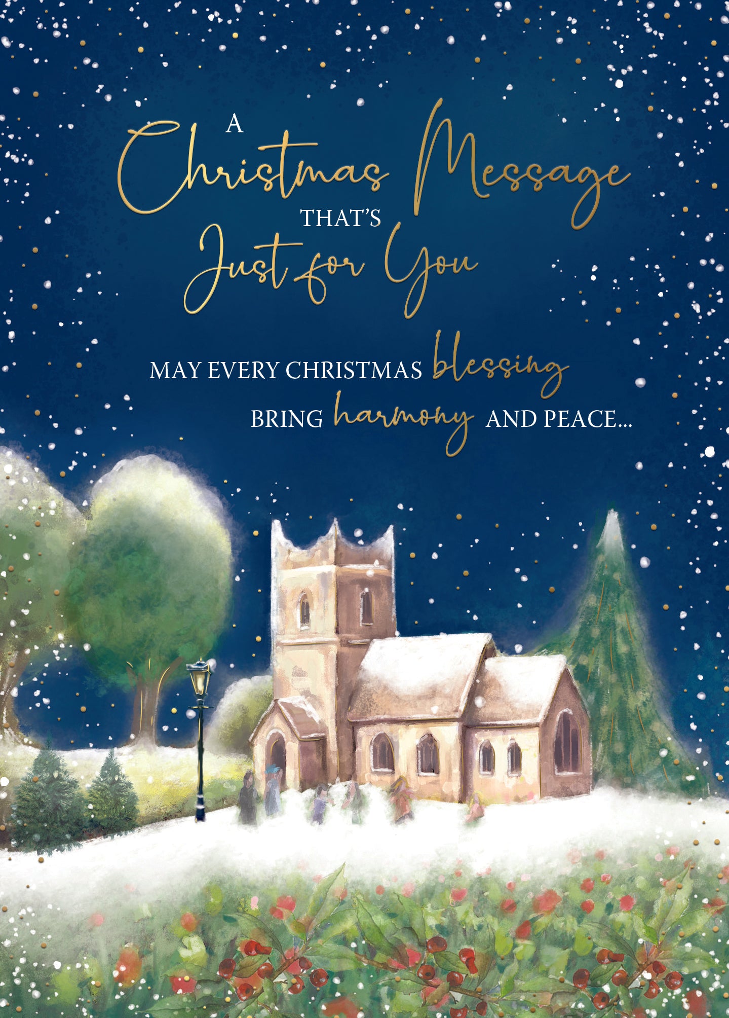 Christmas Message Card - Religious Church Scene