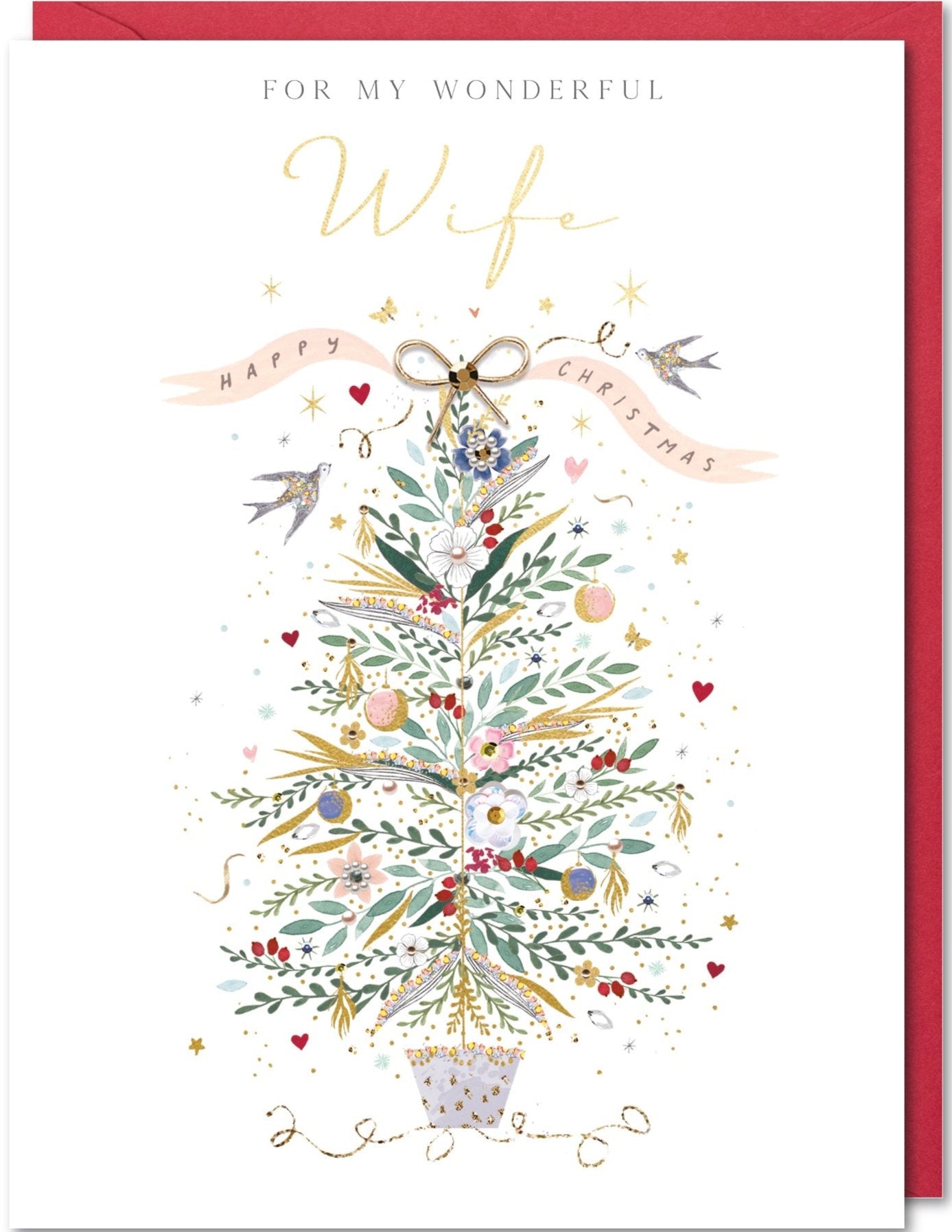 Wife Christmas Card - Glamorous Bouquet