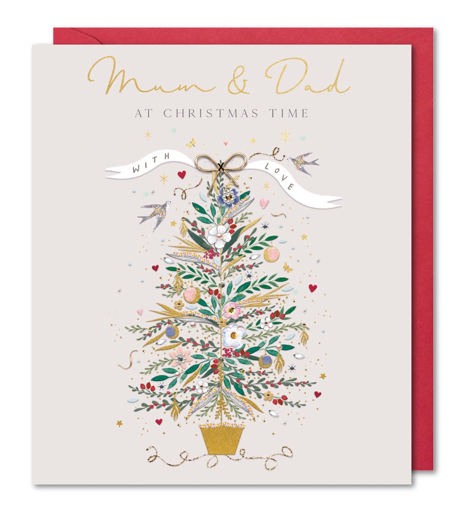 Mum & Dad Christmas Card - Glamorous Bouquet