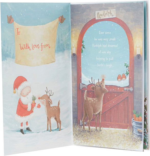 Grandson Christmas Card - Rudolph and Santa Storybook