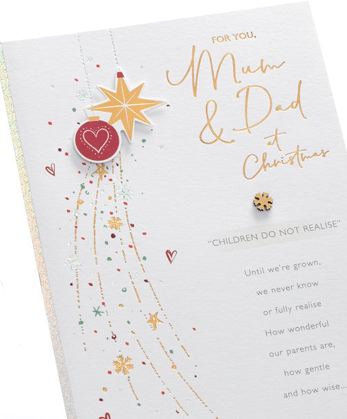 Mum & Dad Christmas Card - Baubles & Shooting Stars