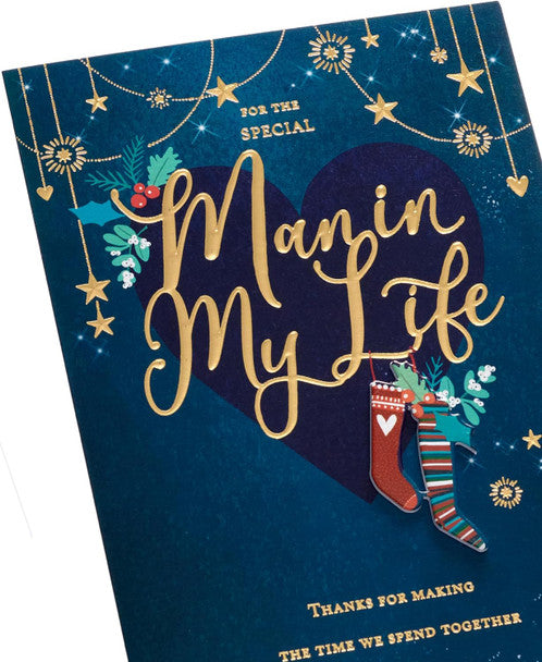 Man in My Life Christmas Card - Stockings and Decorations