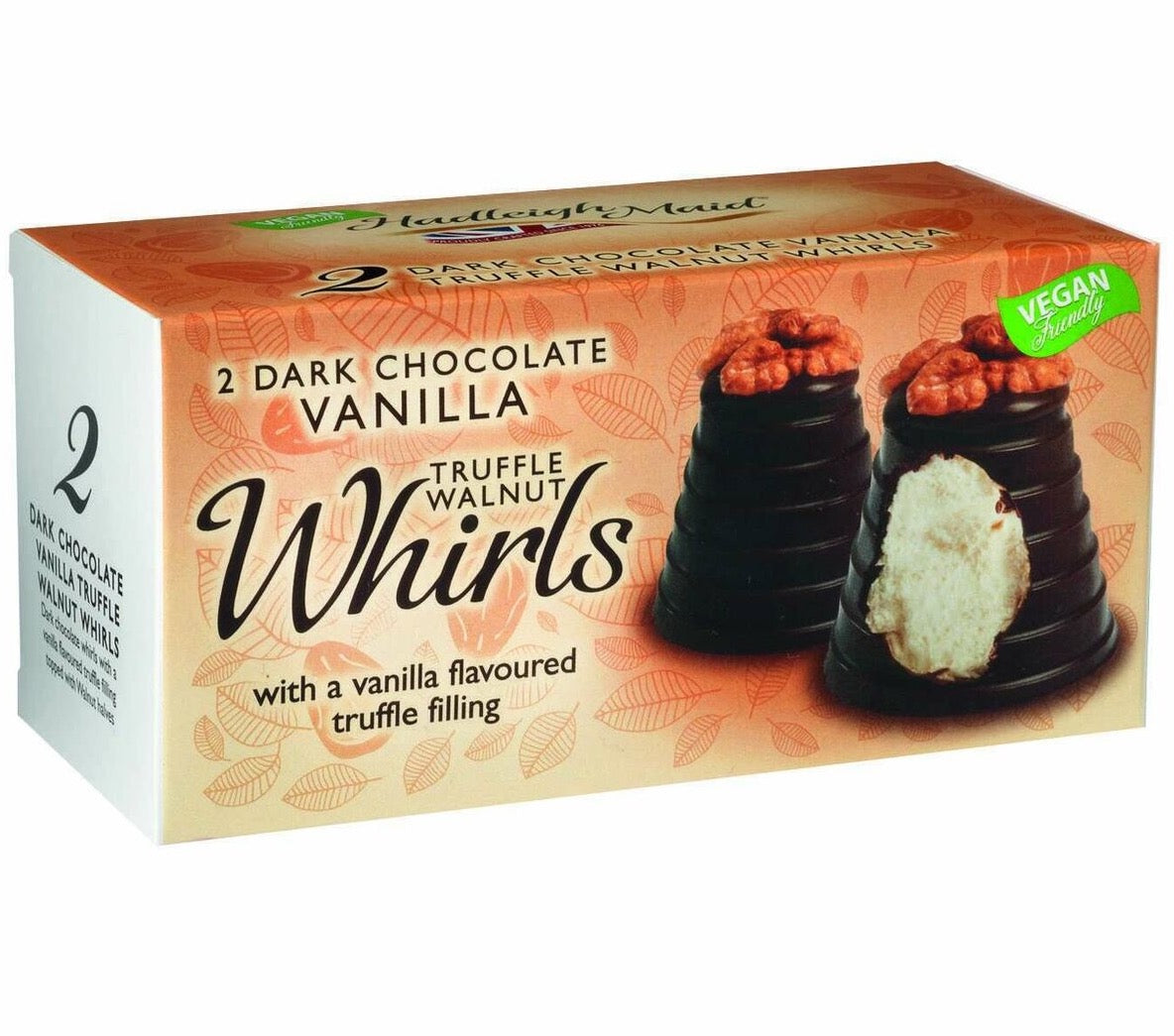 Vegan Friendly Dark Choc Vanilla Ganache Walnut Whirls Twin Pack