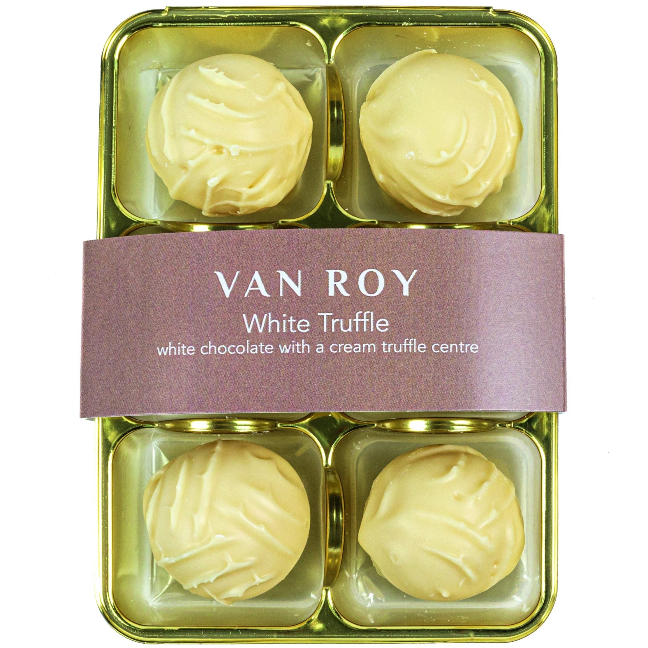 Van Roy 6 pack of white chocolate truffles in clear gift pack - 6x75g