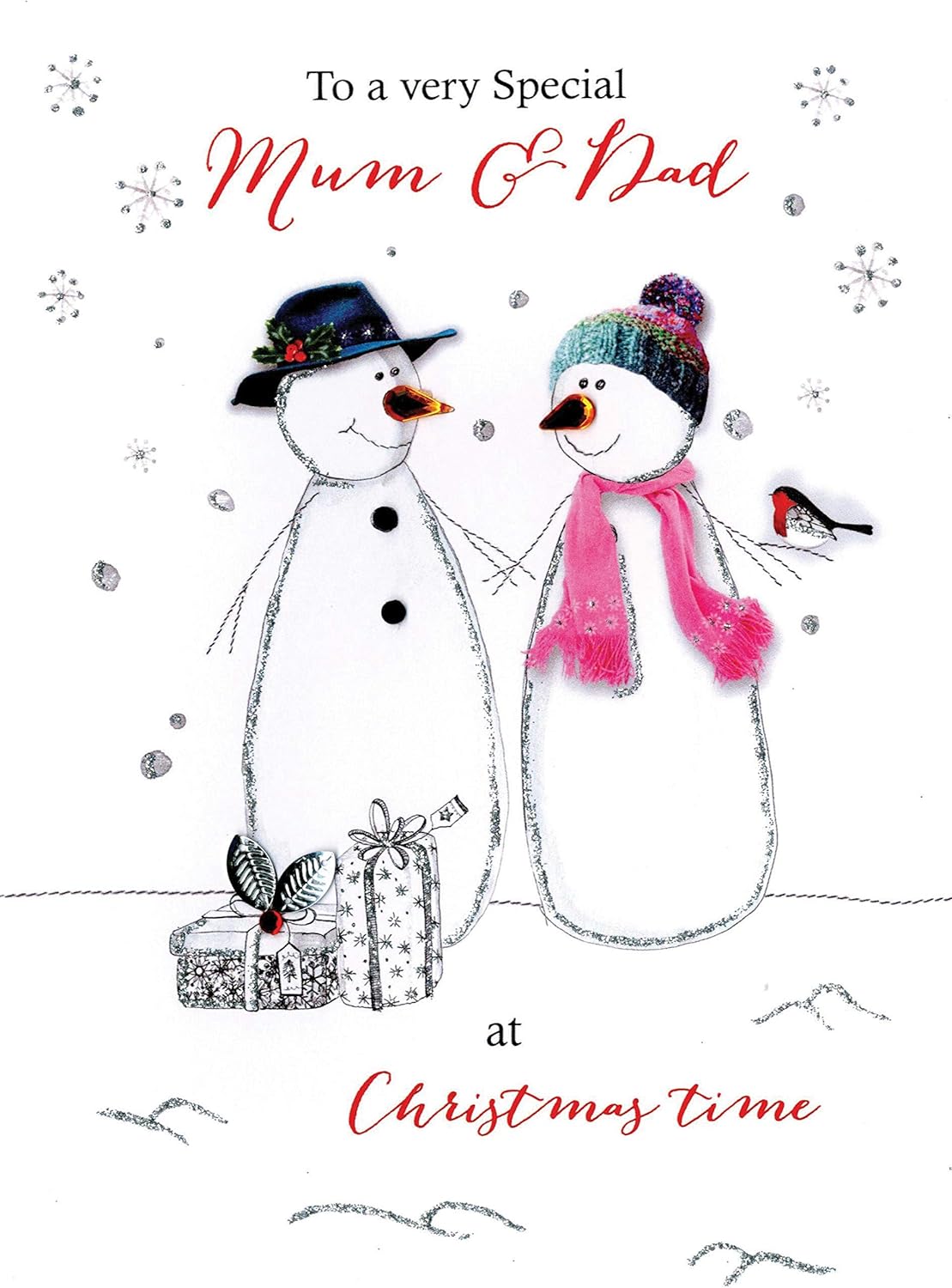 Mum & Dad Embellished Christmas Card Joie De Vivre Greeting Cards