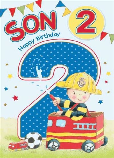 Son 2nd Birthday Card - Fireman On Call