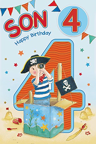 Son 4th Birthday Card - Spyglassing Pirate  