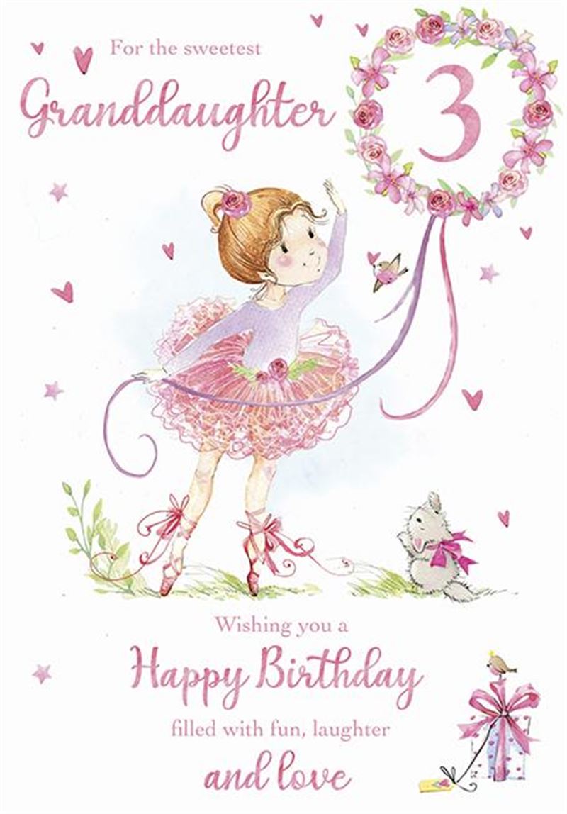 Granddaughter 3rd Birthday Card - Ballerina Waving