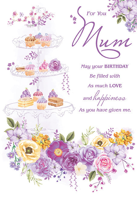 Mum Birthday Card - Cupcakes On A Stand