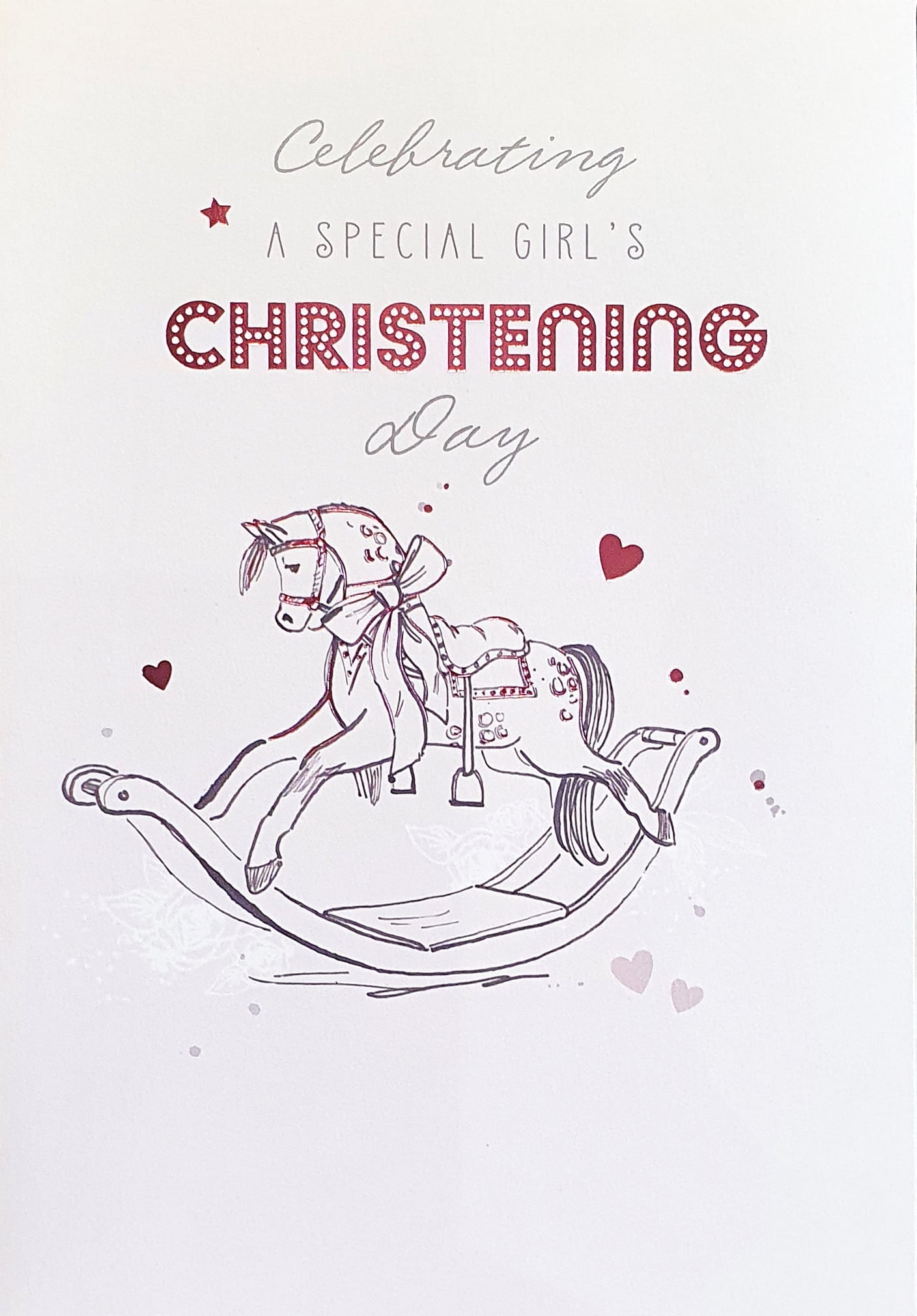 Girl's Christening Card - A Rocking Horse