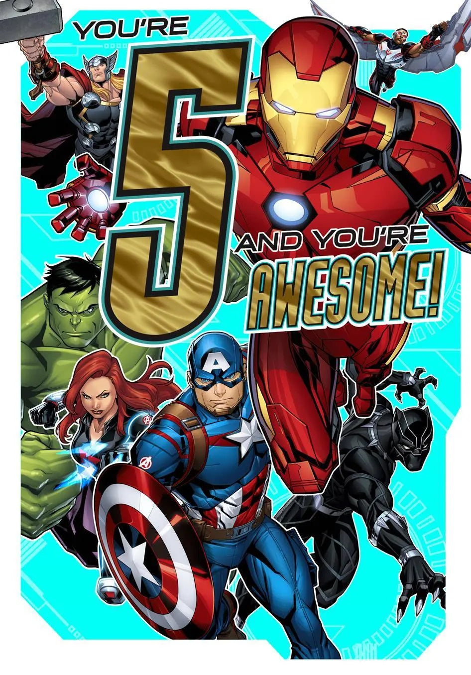 5th Birthday Card - Awesome Avengers 