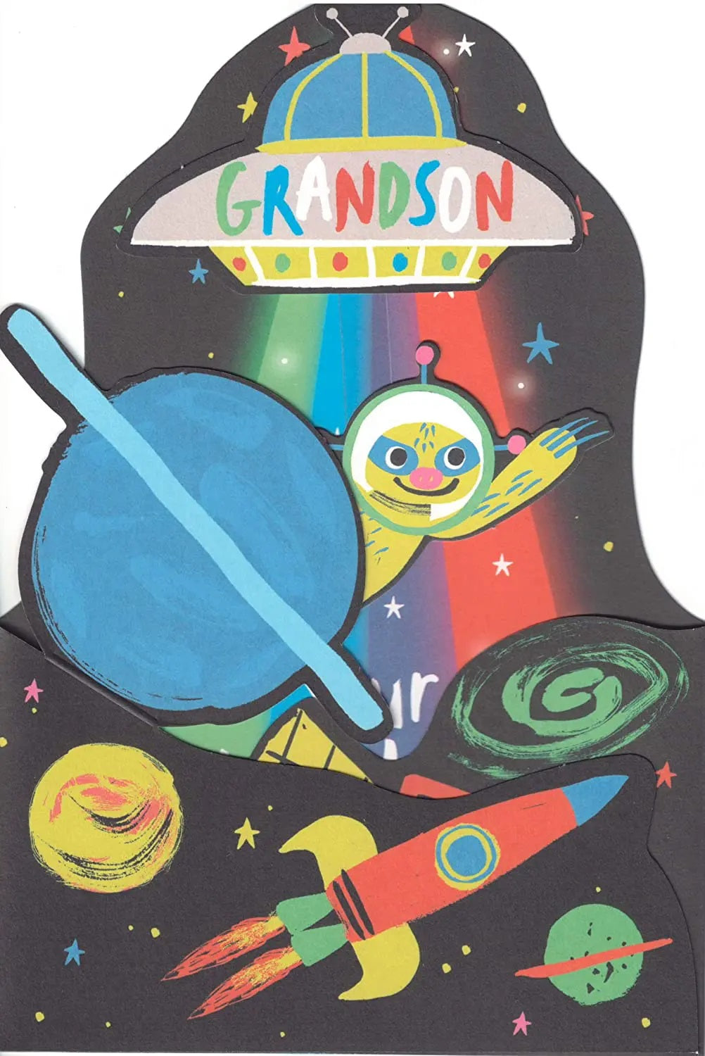 Grandson Birthday Card - Celestial Beings and Space