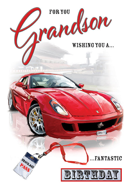 Grandson Birthday Card - Stunning Red Ferrari