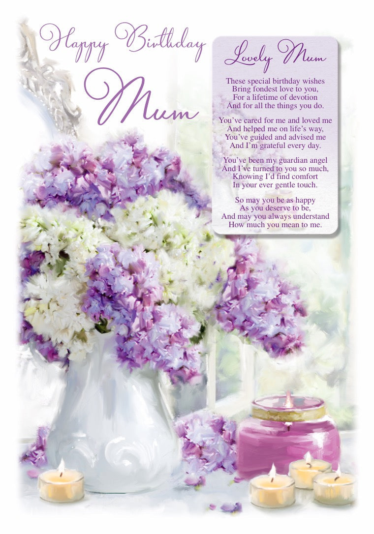 Mum Birthday Card - Mum My Guardian Angel - Keepsake Card Included