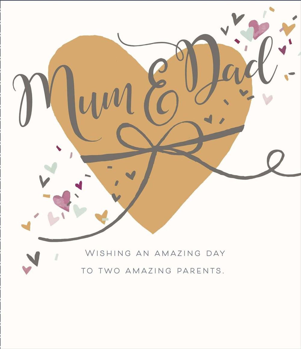 Mum & Dad's Anniversary Card - Golden Heart and Confetti of Love