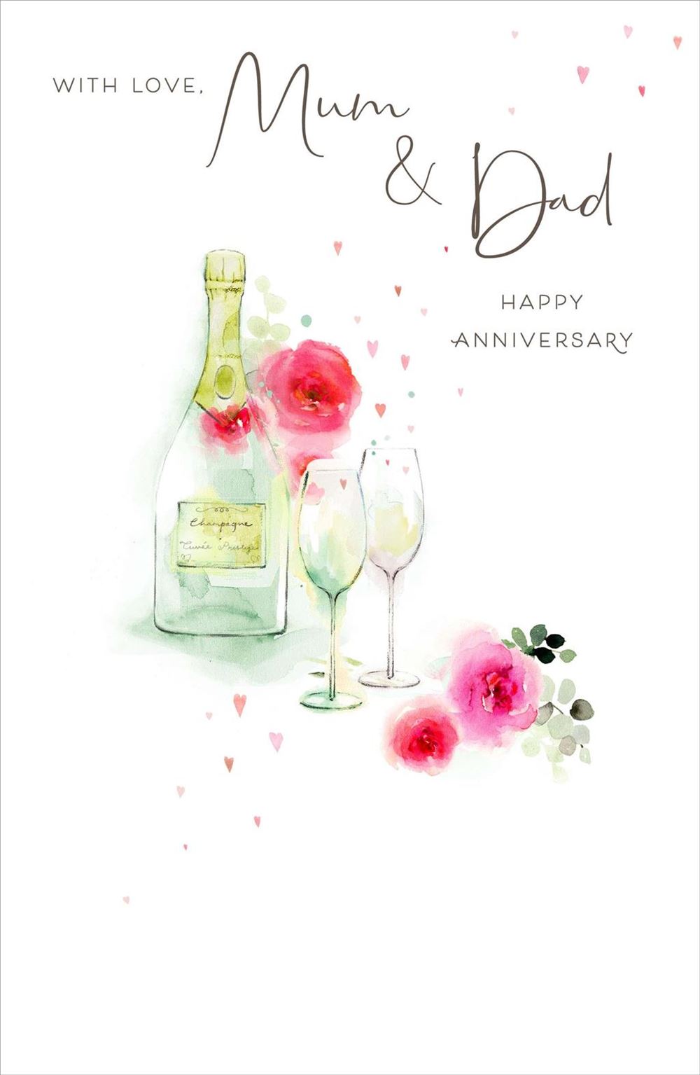 Mum & Dad's Anniversary Card - Celebrating with Champagne and Roses