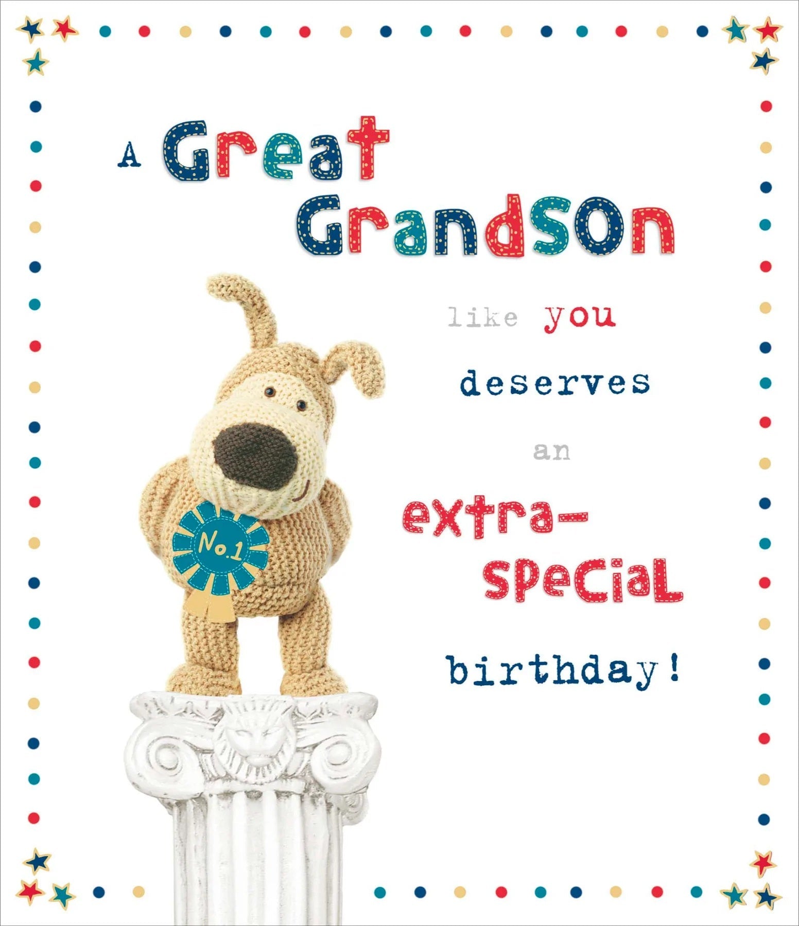 Great Grandson Birthday Card - Boofle On A Pedestal