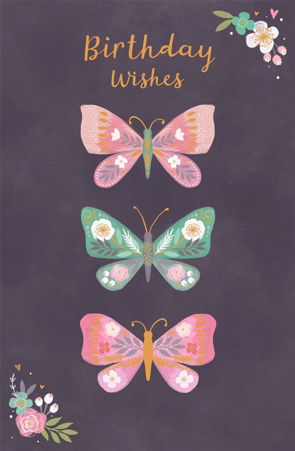 Birthday Card - Gorgeous Floral Butterflies 
