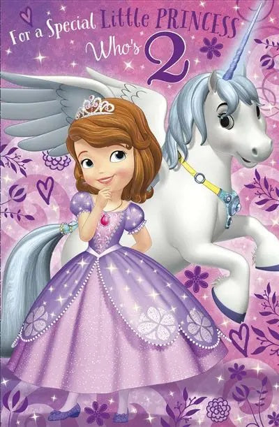 2nd Birthday Card - Princess and Unicorn